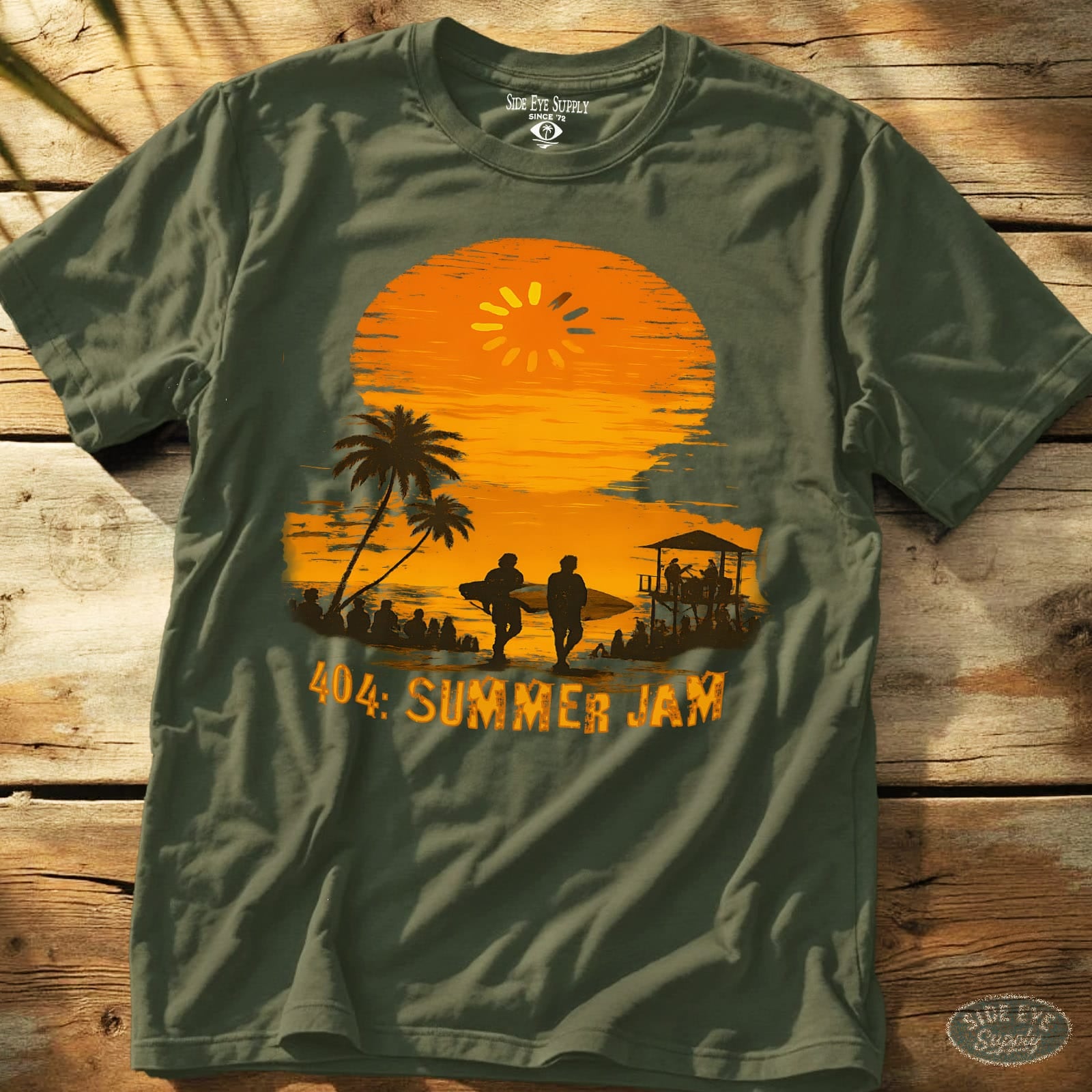 404 -Summer Jam Tee Military Green / S - by Side Eye Supply - Surf Beach Life Apparel