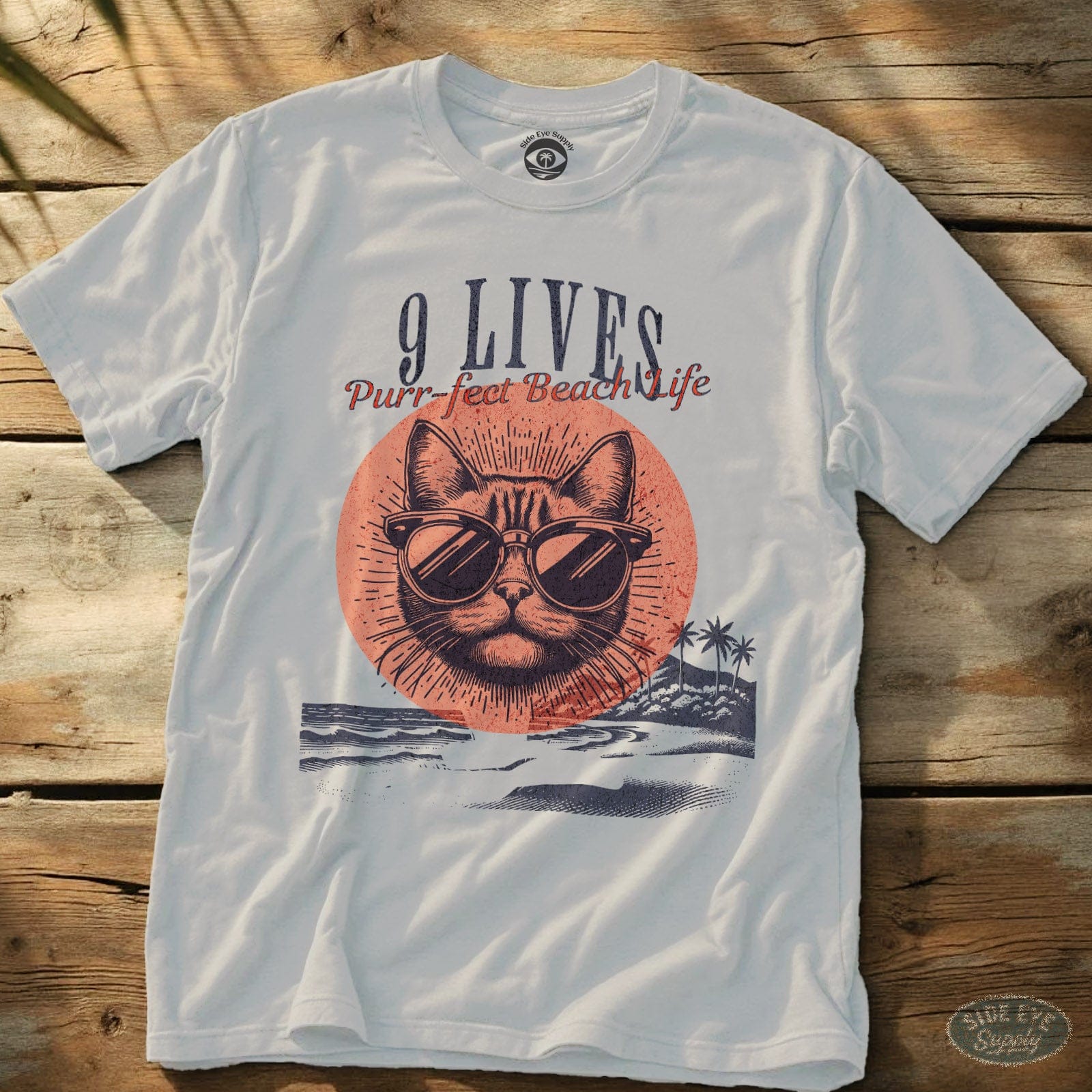 9 Lives Tee White / S - by Side Eye Supply - Surf Beach Life Apparel