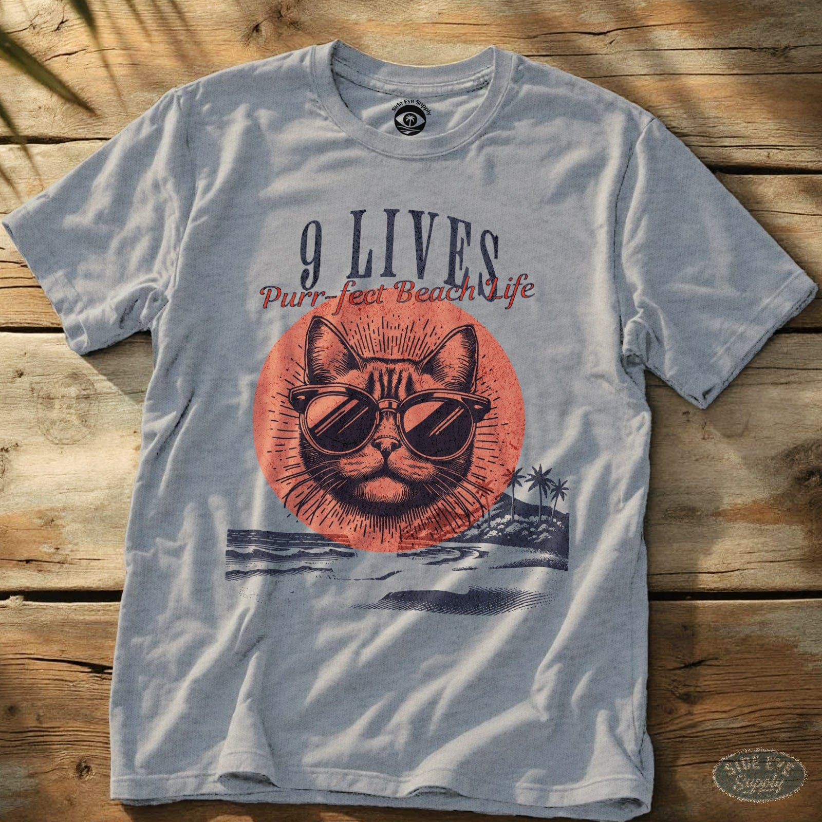 9 Lives Tee Sport Grey / S - by Side Eye Supply - Surf Beach Life Apparel