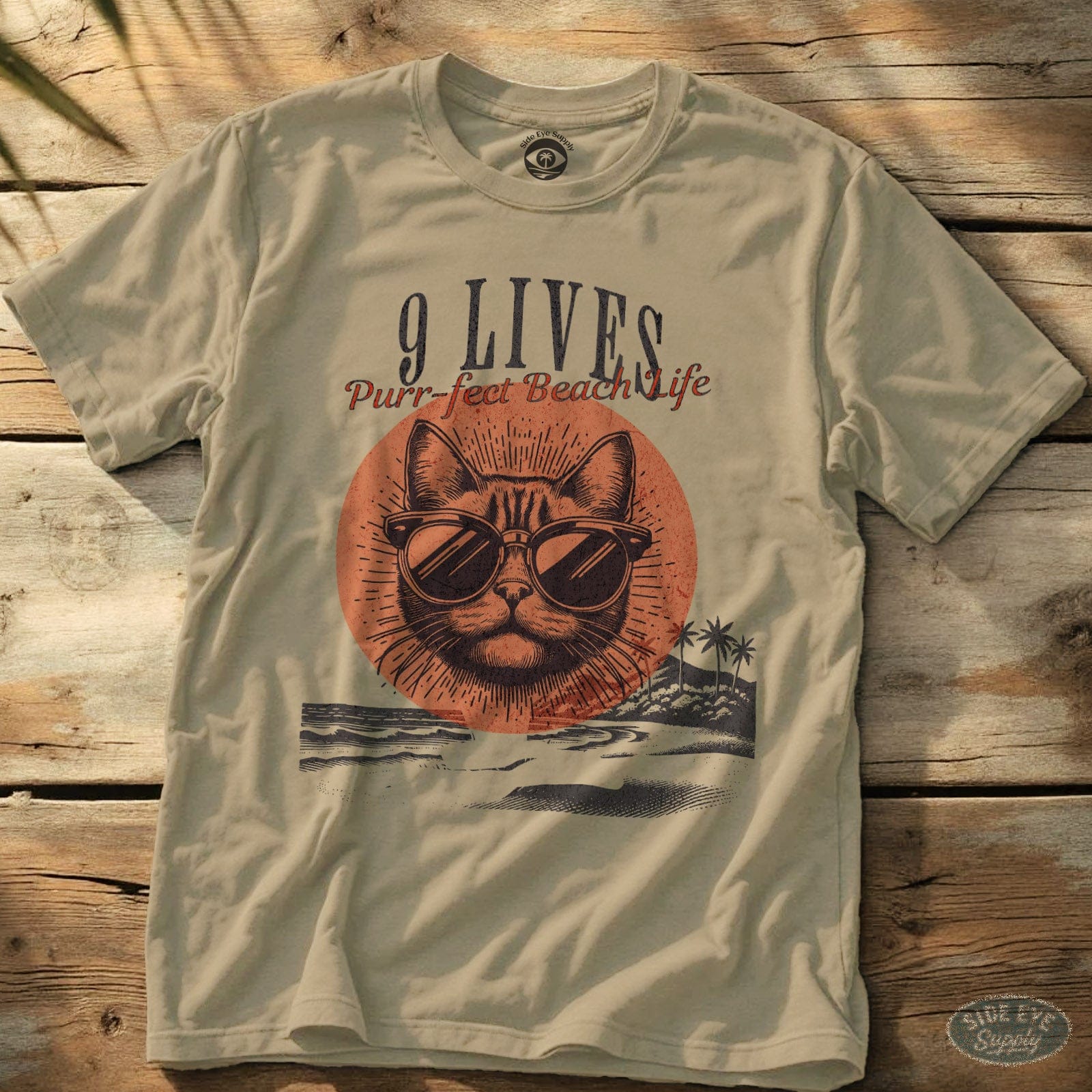 9 Lives Tee Sand / S - by Side Eye Supply - Surf Beach Life Apparel