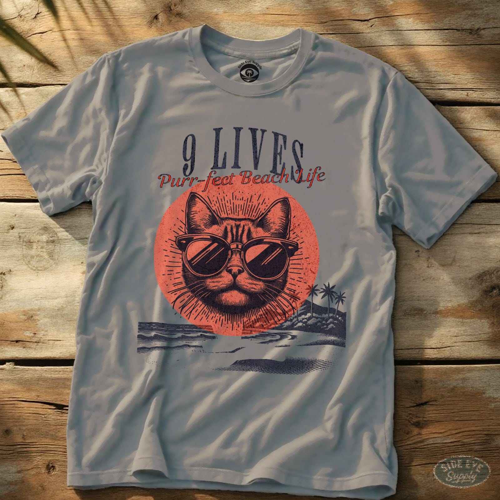 9 Lives Tee Ice Grey / S - by Side Eye Supply - Surf Beach Life Apparel