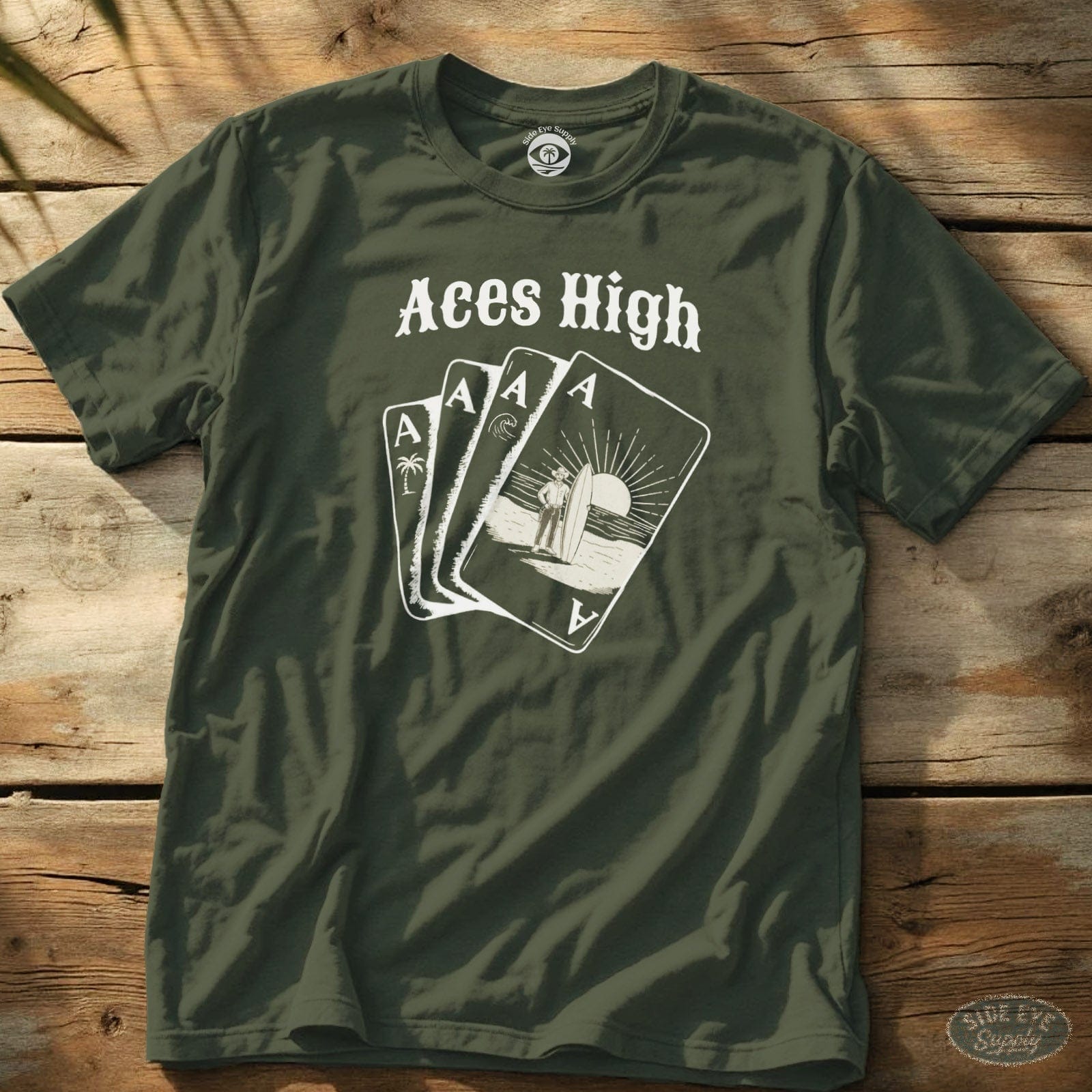 Aces High Tee Military Green / S - by Side Eye Supply - Surf Beach Life Apparel