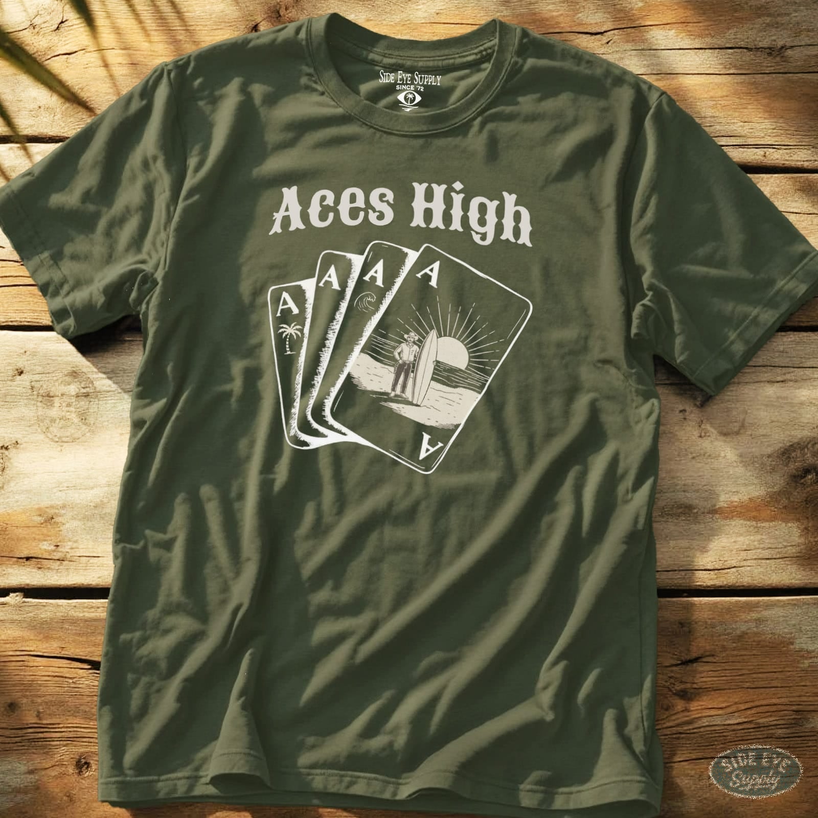 Aces High Tee Military Green / S - by Side Eye Supply - Surf Beach Life Apparel