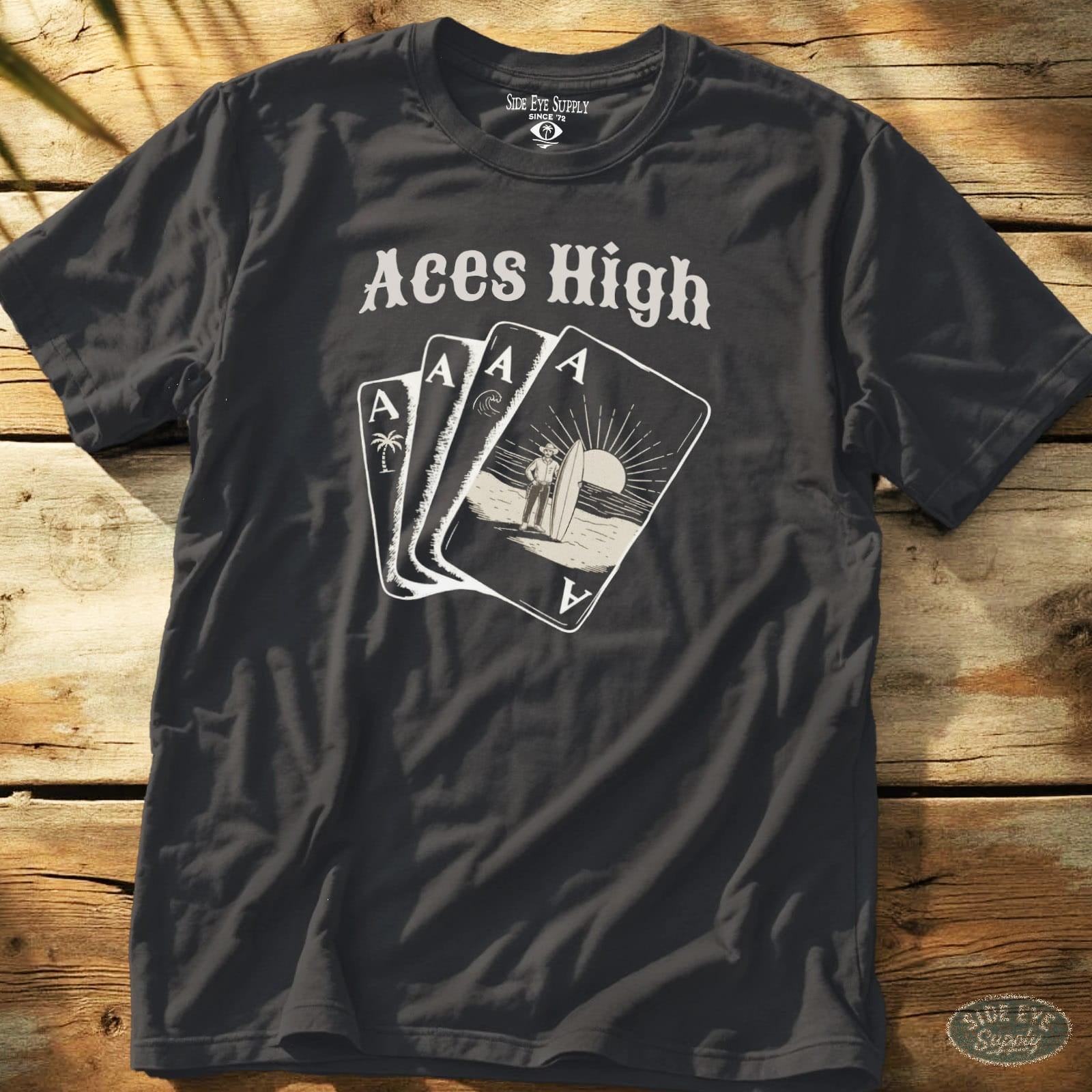 Aces High Tee Charcoal / S - by Side Eye Supply - Surf Beach Life Apparel