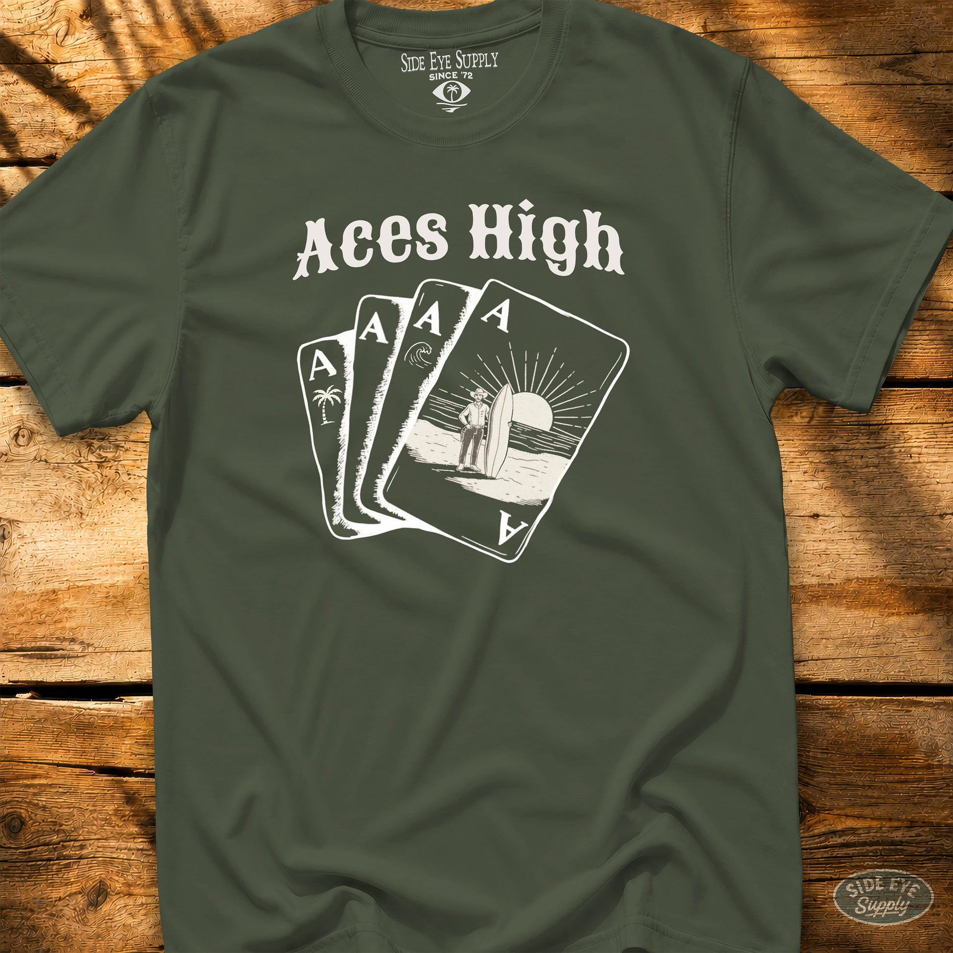 Aces High Tee Military Green / S - by Side Eye Supply - Surf Beach Life Apparel
