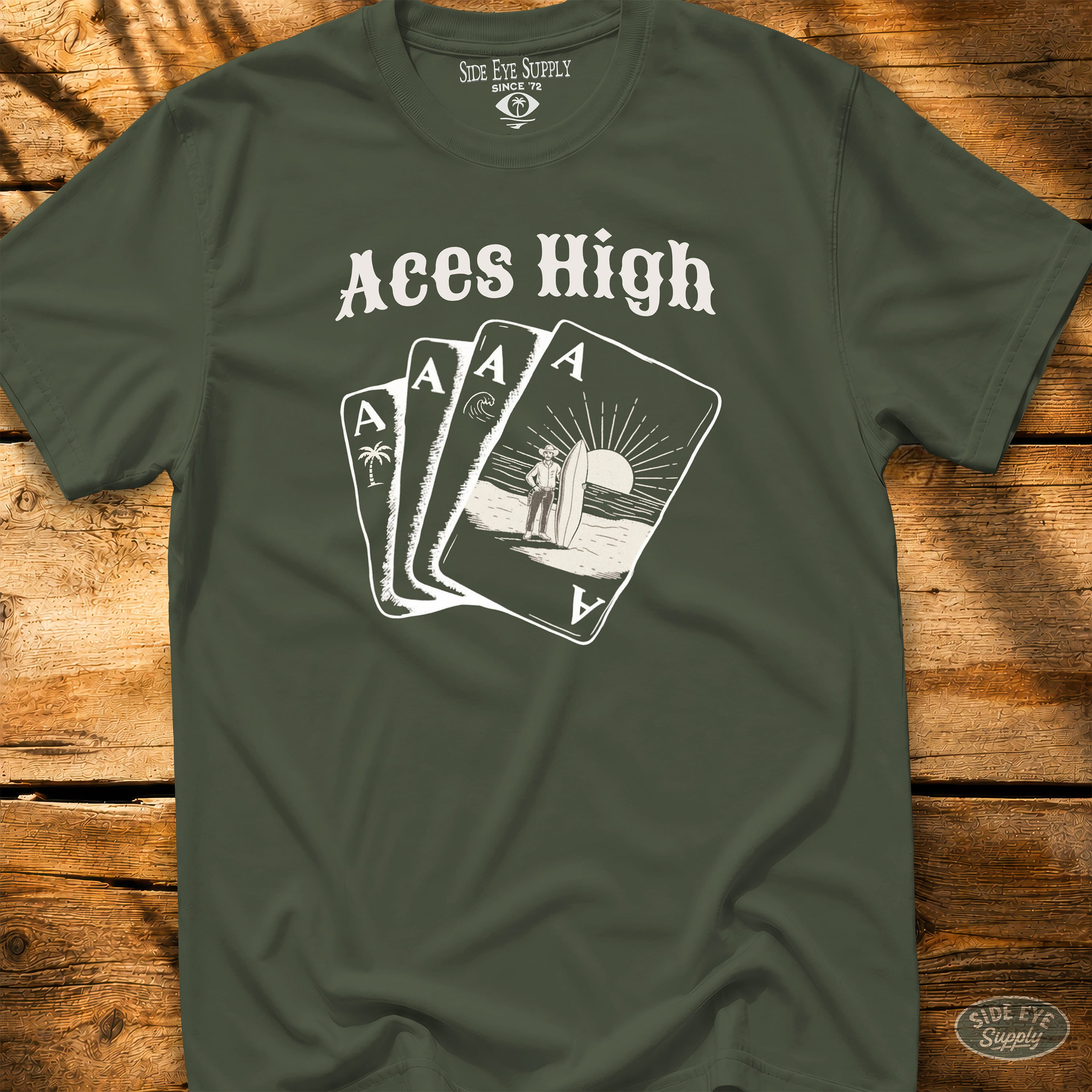Aces High Tee Military Green / S - by Side Eye Supply - Surf Beach Life Apparel