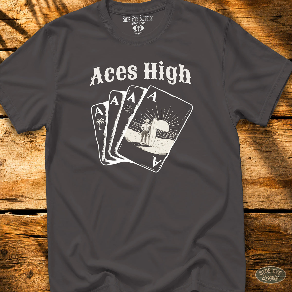 Aces High Tee Charcoal / S - by Side Eye Supply - Surf Beach Life Apparel