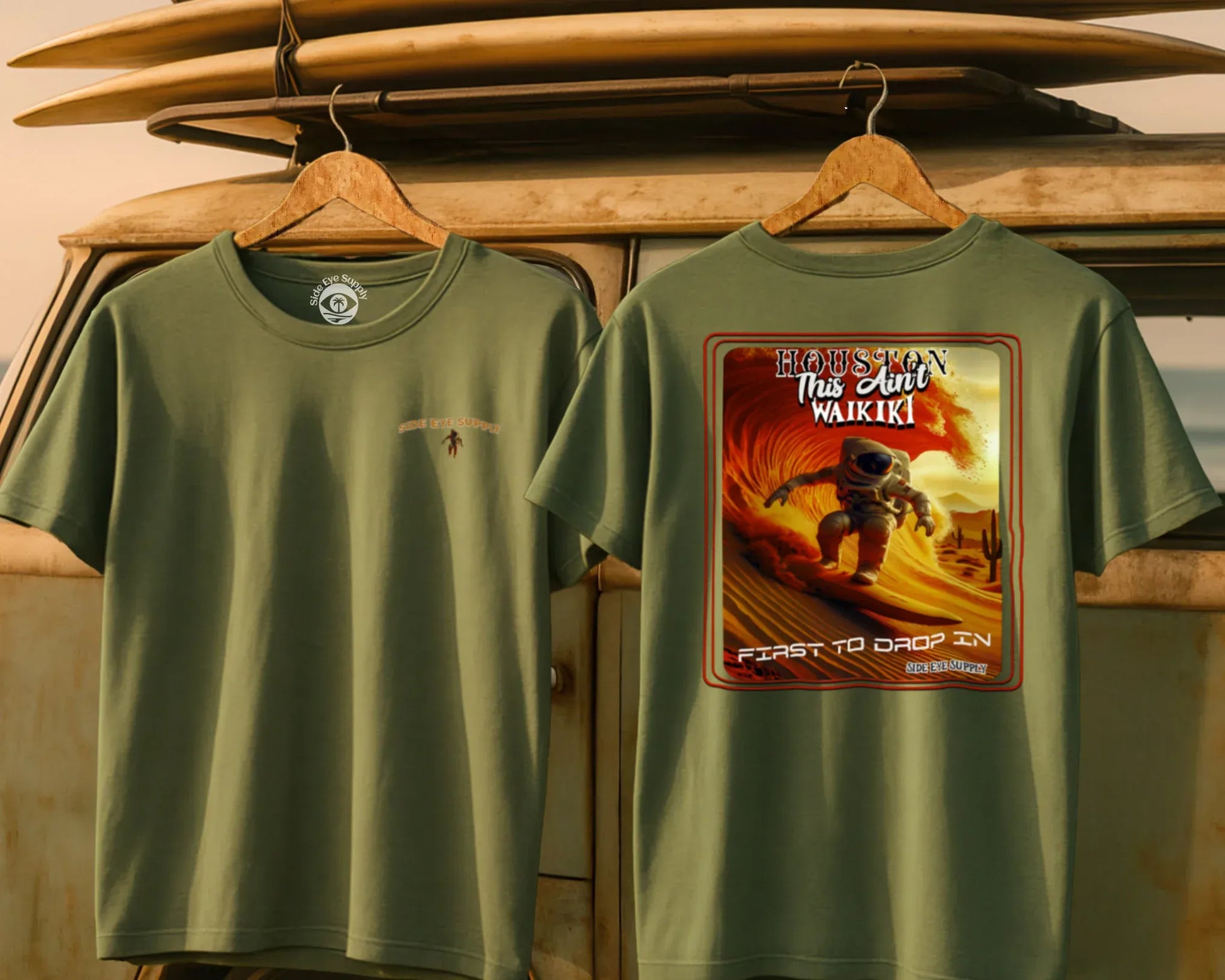 Ain't Waikiki Tee Military Green / S - by Side Eye Supply - Surf Beach Life Apparel