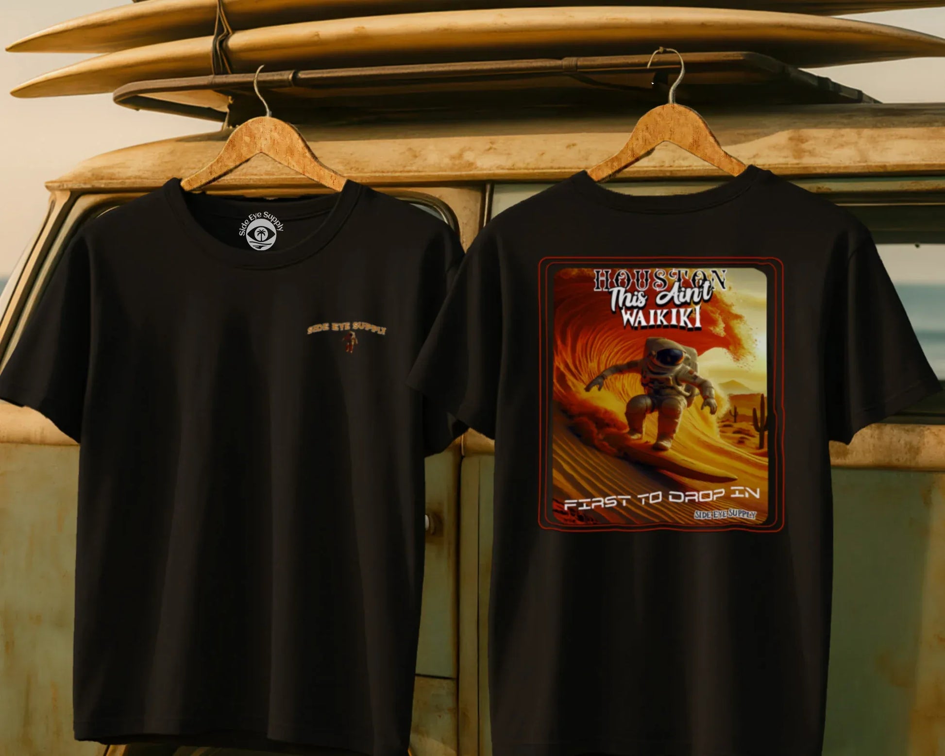 Ain't Waikiki Tee Black / S - by Side Eye Supply - Surf Beach Life Apparel