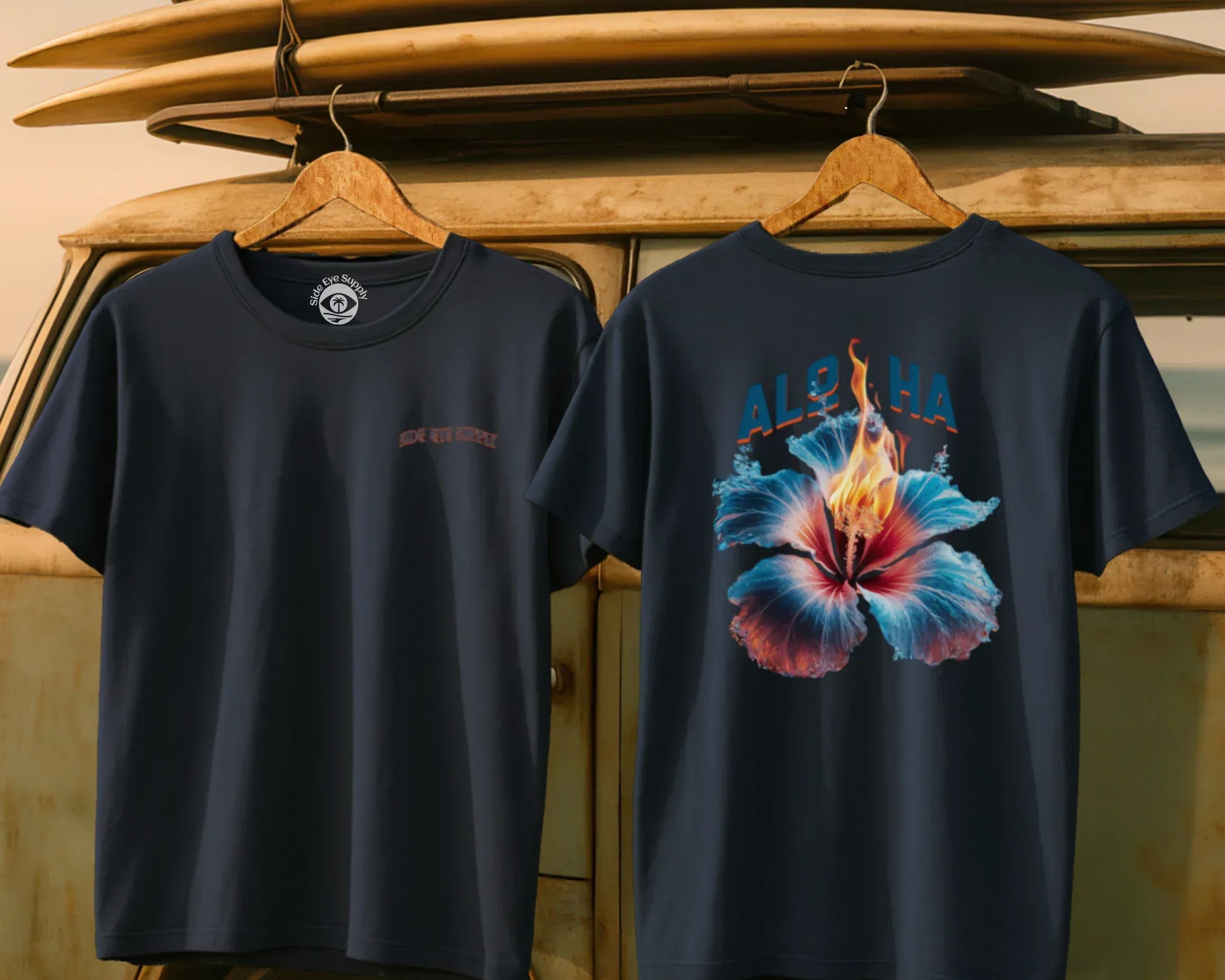 Aloha Tee Navy / S - by Side Eye Supply - Surf Beach Life Apparel