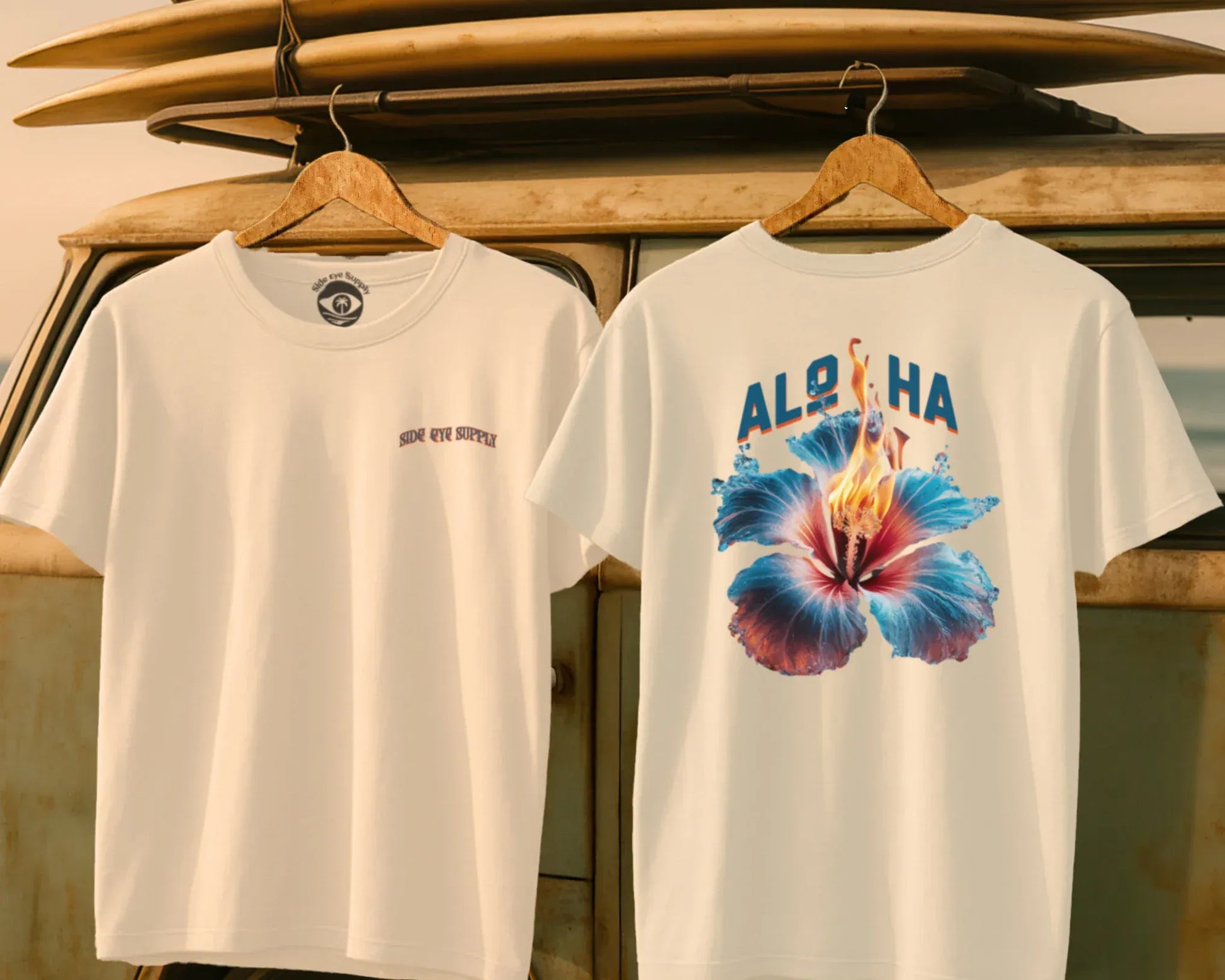Aloha Tee Natural / S - by Side Eye Supply - Surf Beach Life Apparel