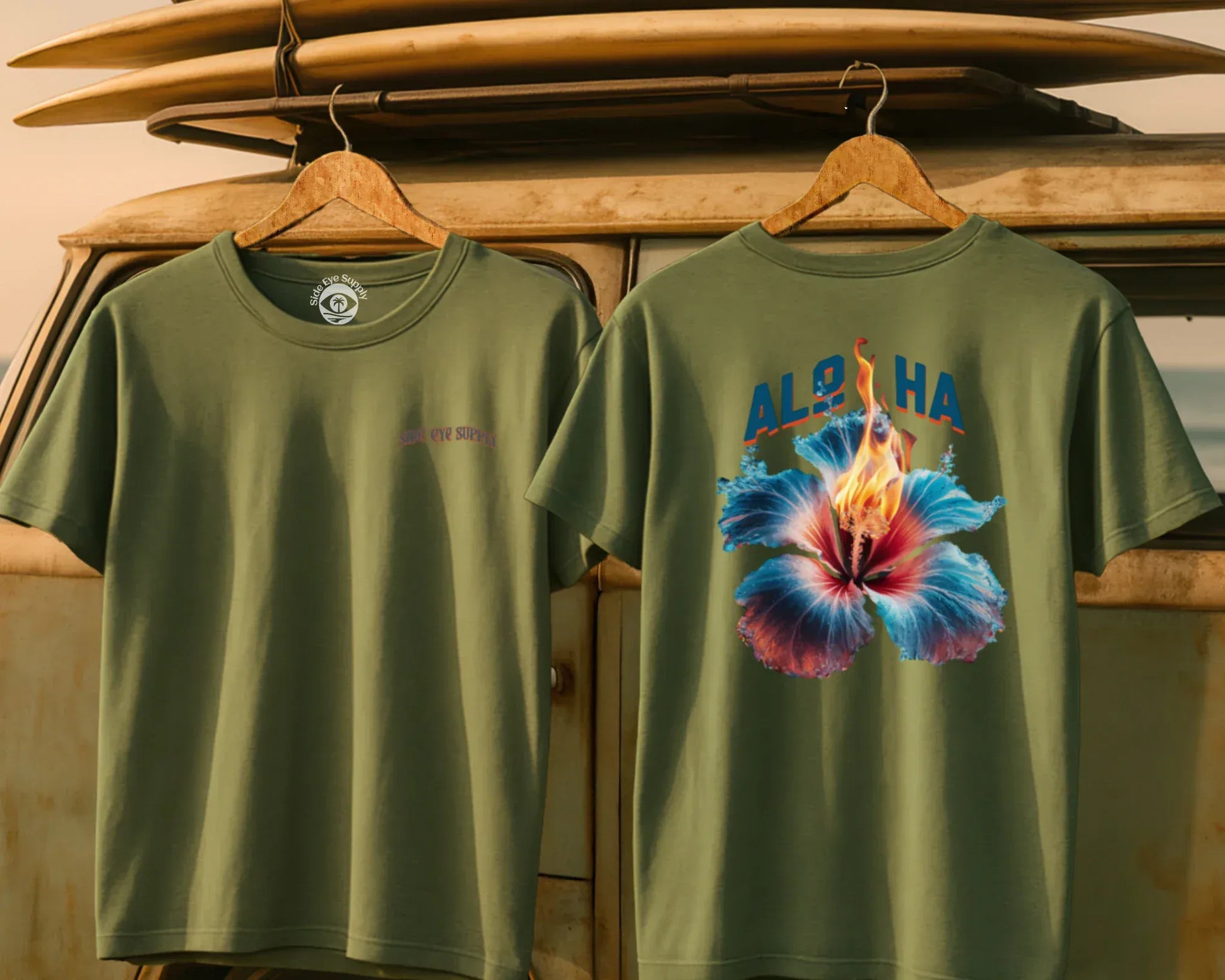 Aloha Tee Military Green / S - by Side Eye Supply - Surf Beach Life Apparel