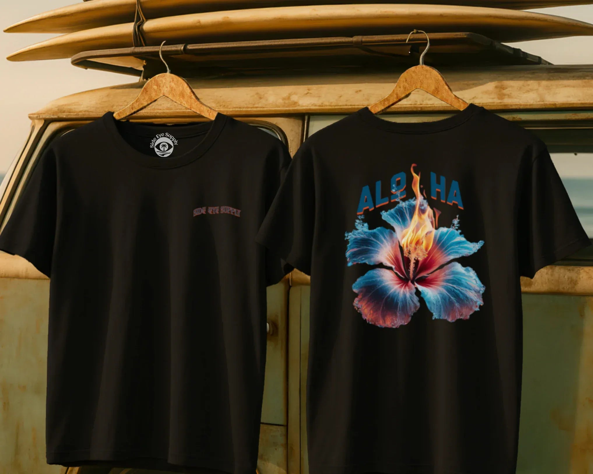 Aloha Tee Black / S - by Side Eye Supply - Surf Beach Life Apparel