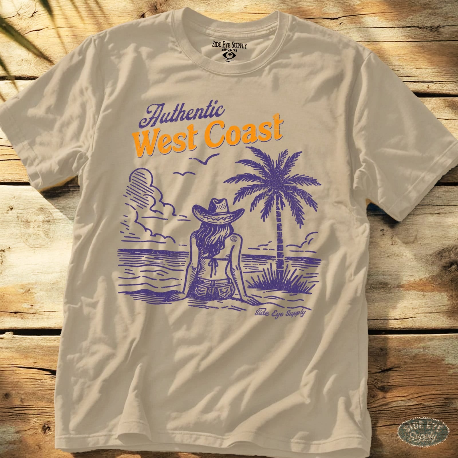 Authentic West Coast Tee Sand / S - by Side Eye Supply - Surf Beach Life Apparel