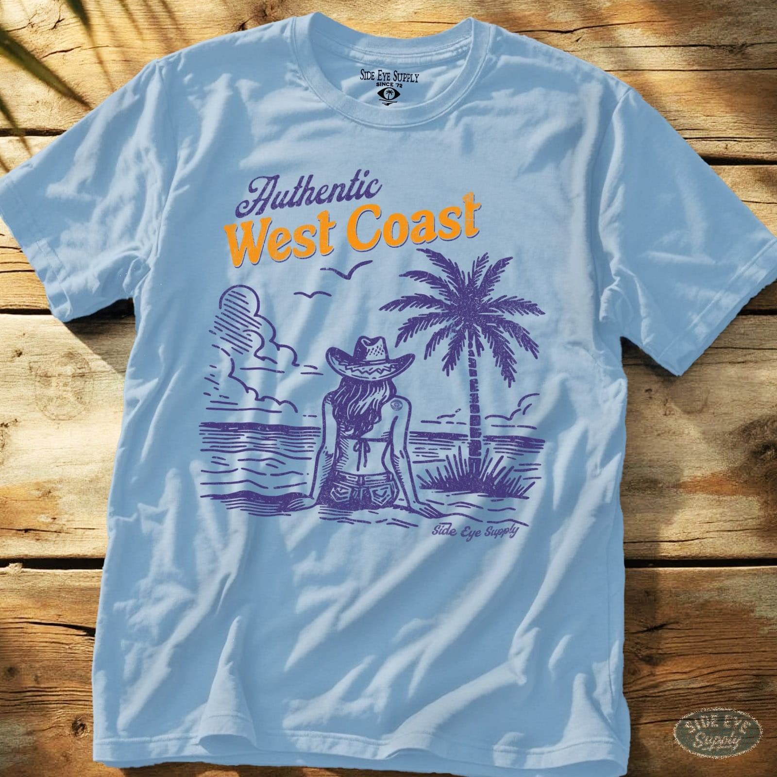 Authentic West Coast Tee Light Blue / S - by Side Eye Supply - Surf Beach Life Apparel