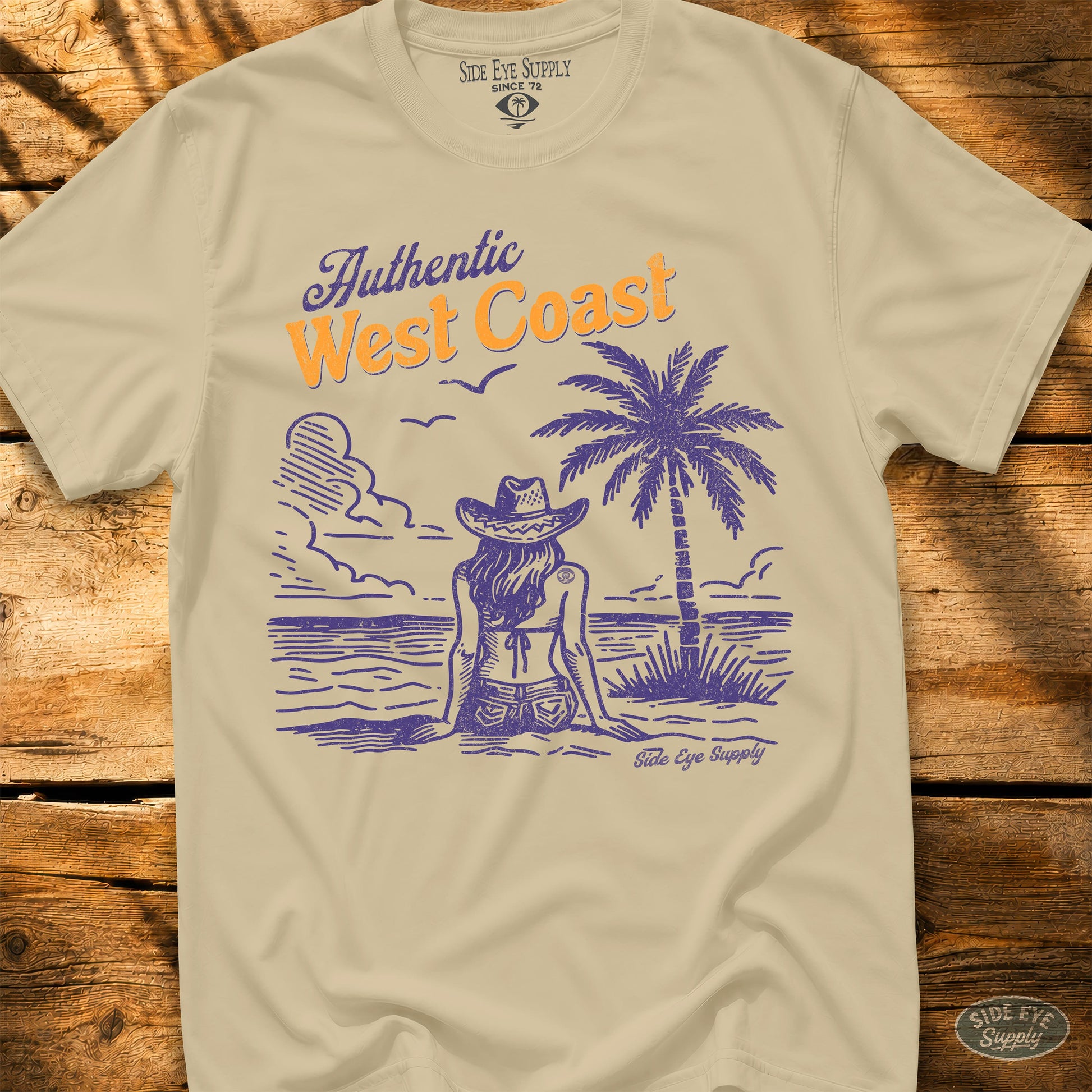 Authentic West Coast Tee Sand / S - by Side Eye Supply - Surf Beach Life Apparel
