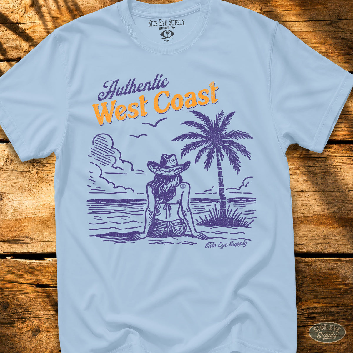 Authentic West Coast Tee Light Blue / S - by Side Eye Supply - Surf Beach Life Apparel