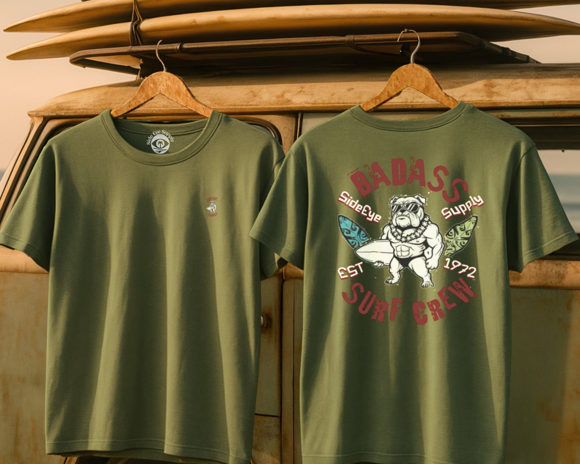 BA Surf Crew Military Green / S - by Side Eye Supply - Surf Beach Life Apparel