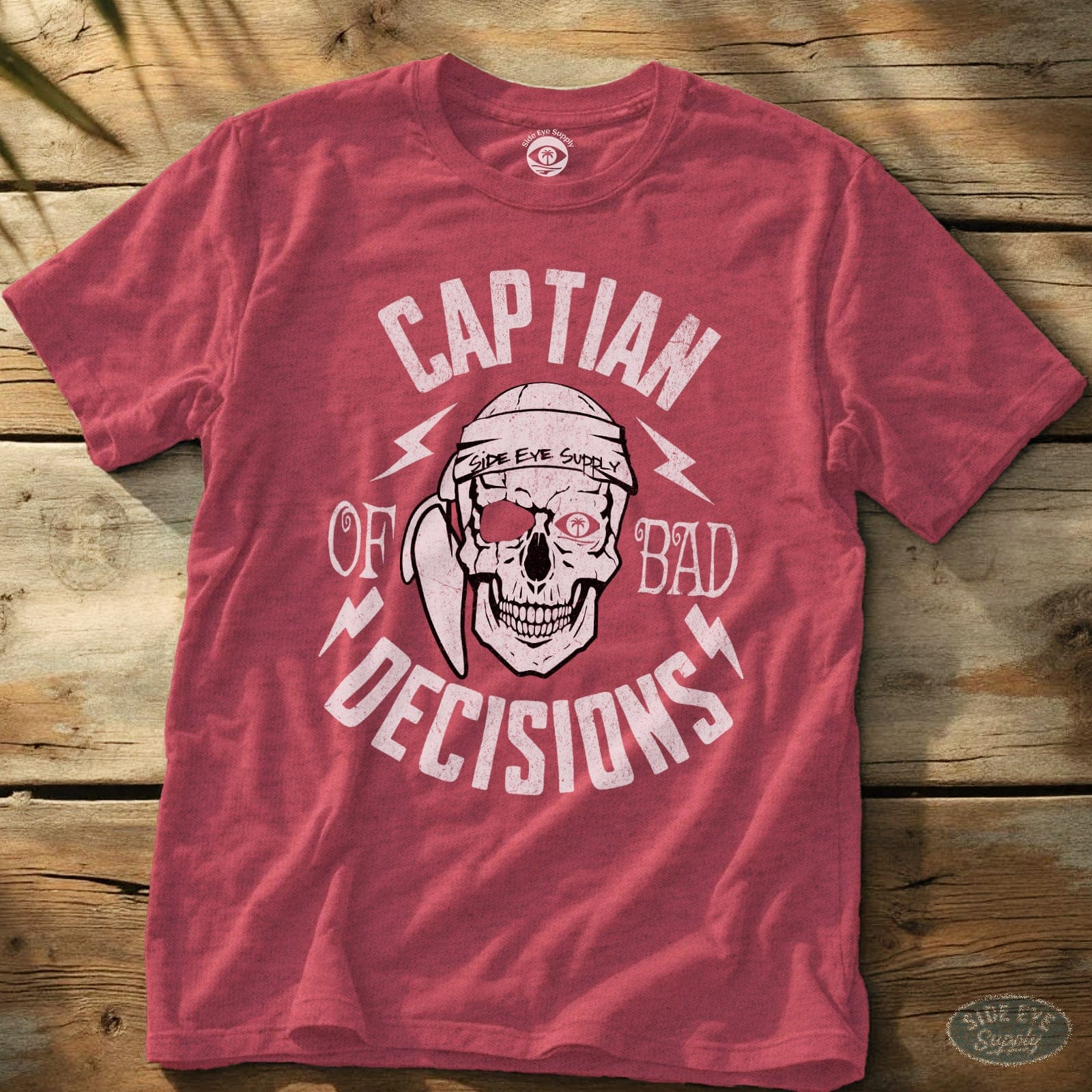 Bad Decisions Tee Heather Red / S - by Side Eye Supply - Surf Beach Life Apparel