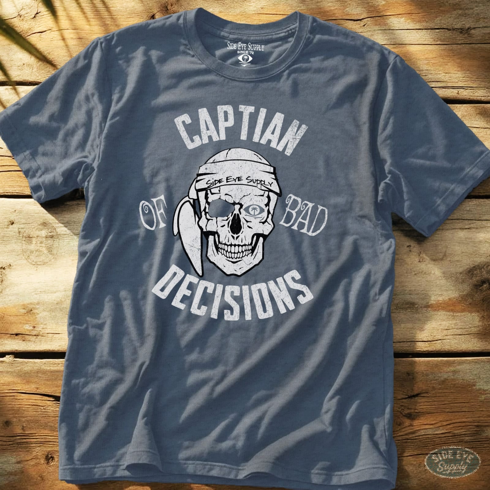 Bad Decisions Tee Heather Indigo / S - by Side Eye Supply - Surf Beach Life Apparel