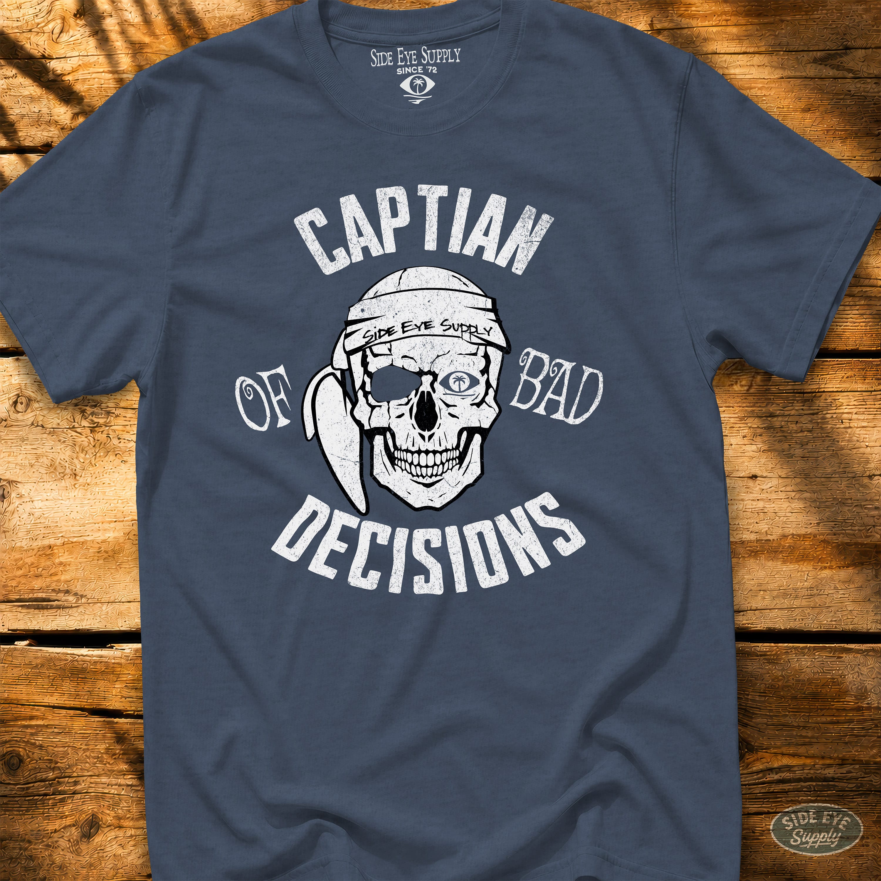 Bad Decisions Tee Heather Indigo / S - by Side Eye Supply - Surf Beach Life Apparel