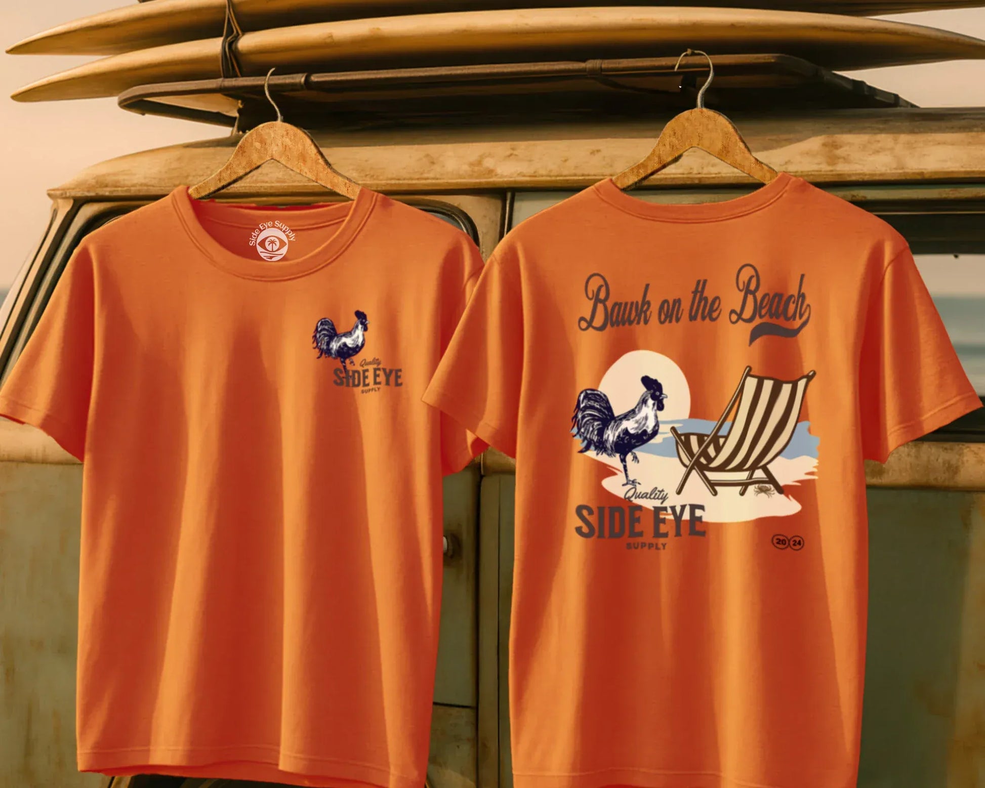 Bawk on the Beach Tee Orange / S - by Side Eye Supply - Surf Beach Life Apparel