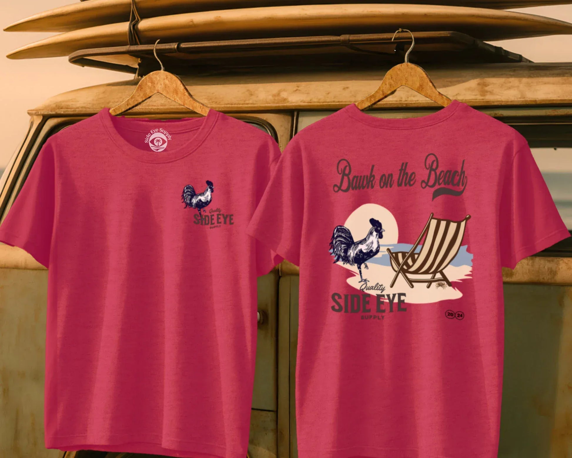 Bawk on the Beach Tee Heather Red / S - by Side Eye Supply - Surf Beach Life Apparel