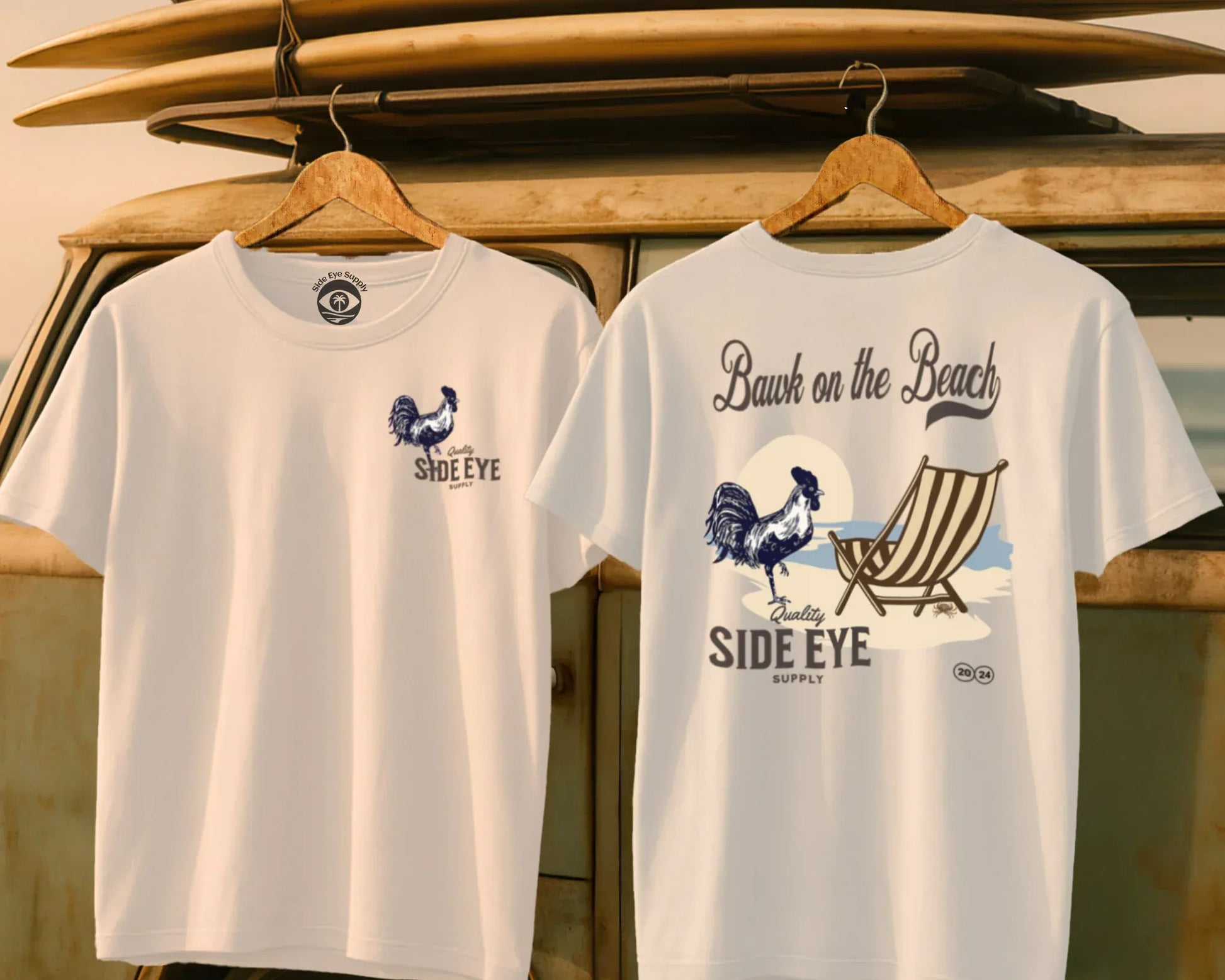 Bawk on the Beach Tee White / S - by Side Eye Supply - Surf Beach Life Apparel