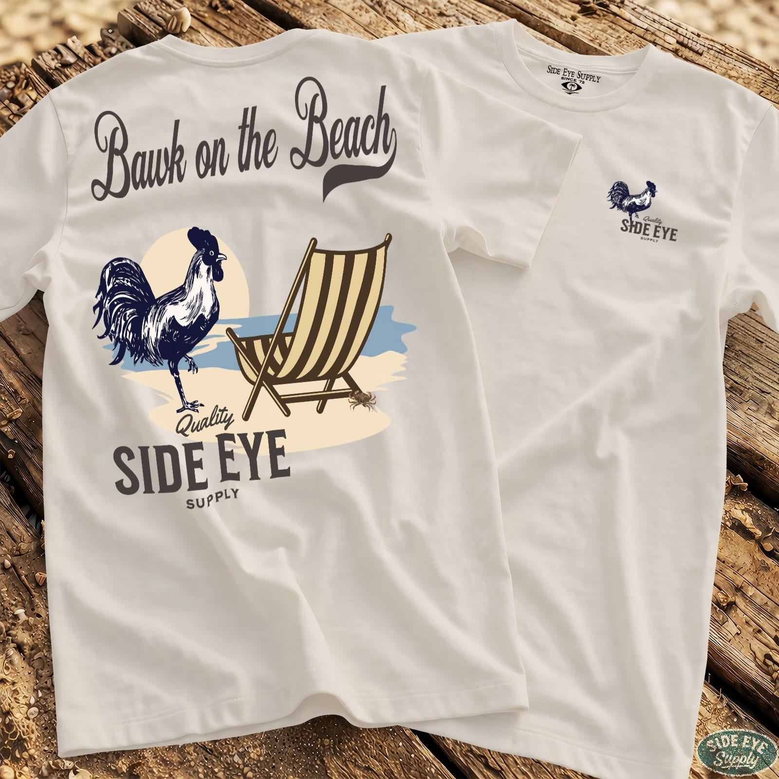 Bawk on the Beach Tee White / S - by Side Eye Supply - Surf Beach Life Apparel