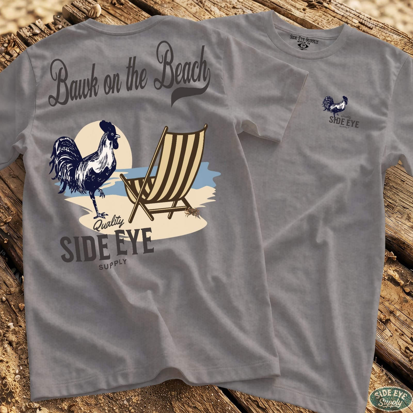 Bawk on the Beach Tee Sport Grey / S - by Side Eye Supply - Surf Beach Life Apparel