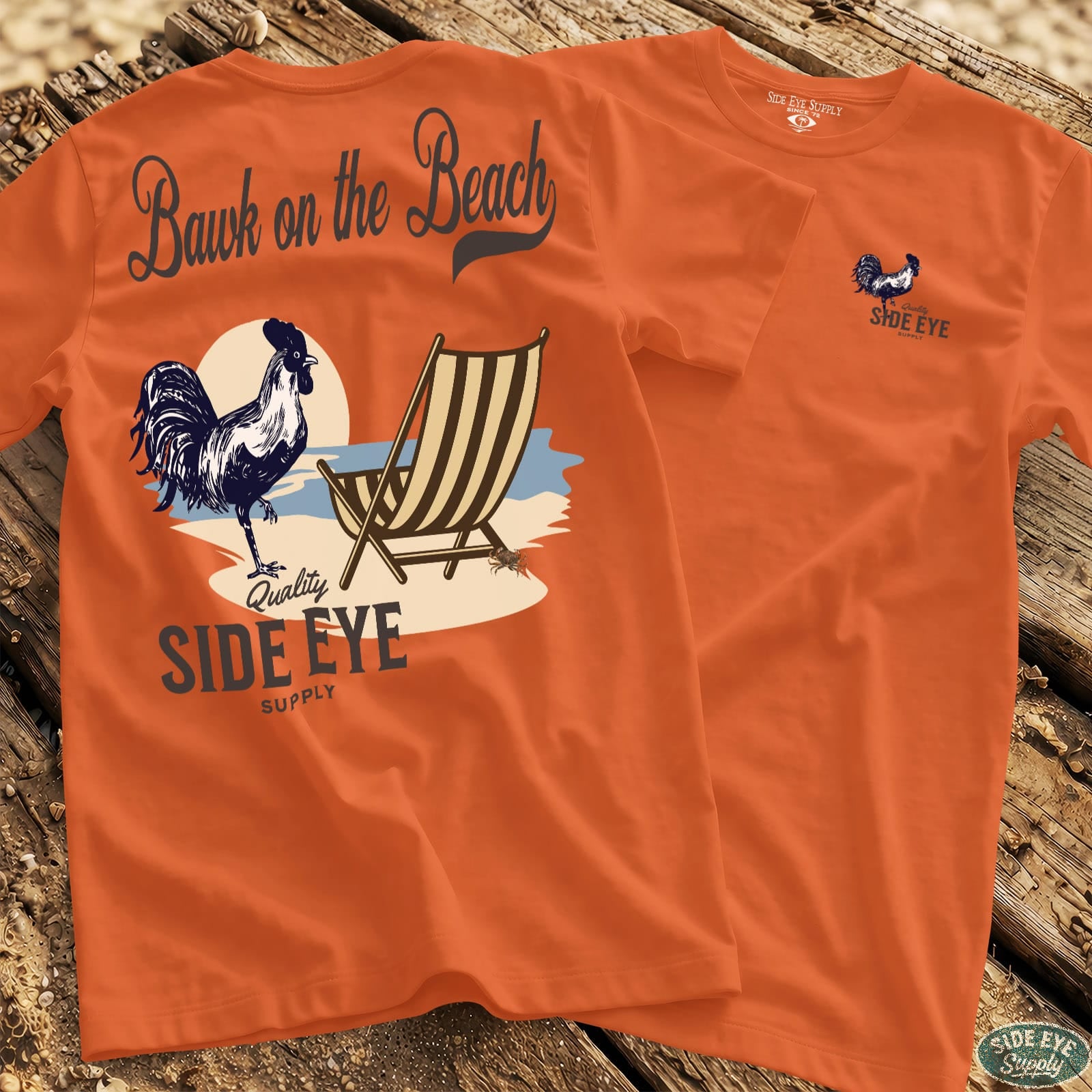 Bawk on the Beach Tee Orange / S - by Side Eye Supply - Surf Beach Life Apparel