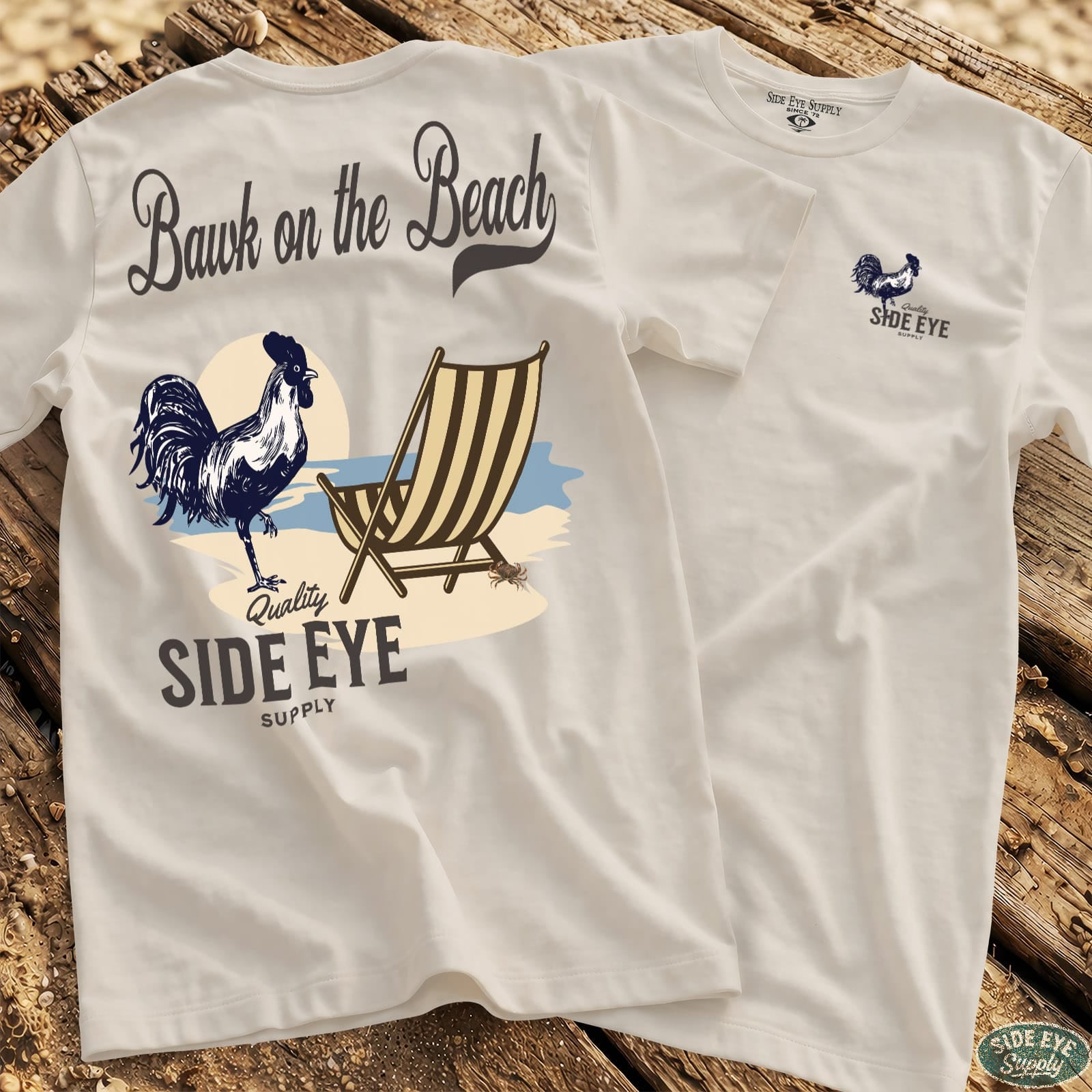 Bawk on the Beach Tee White / S - by Side Eye Supply - Surf Beach Life Apparel