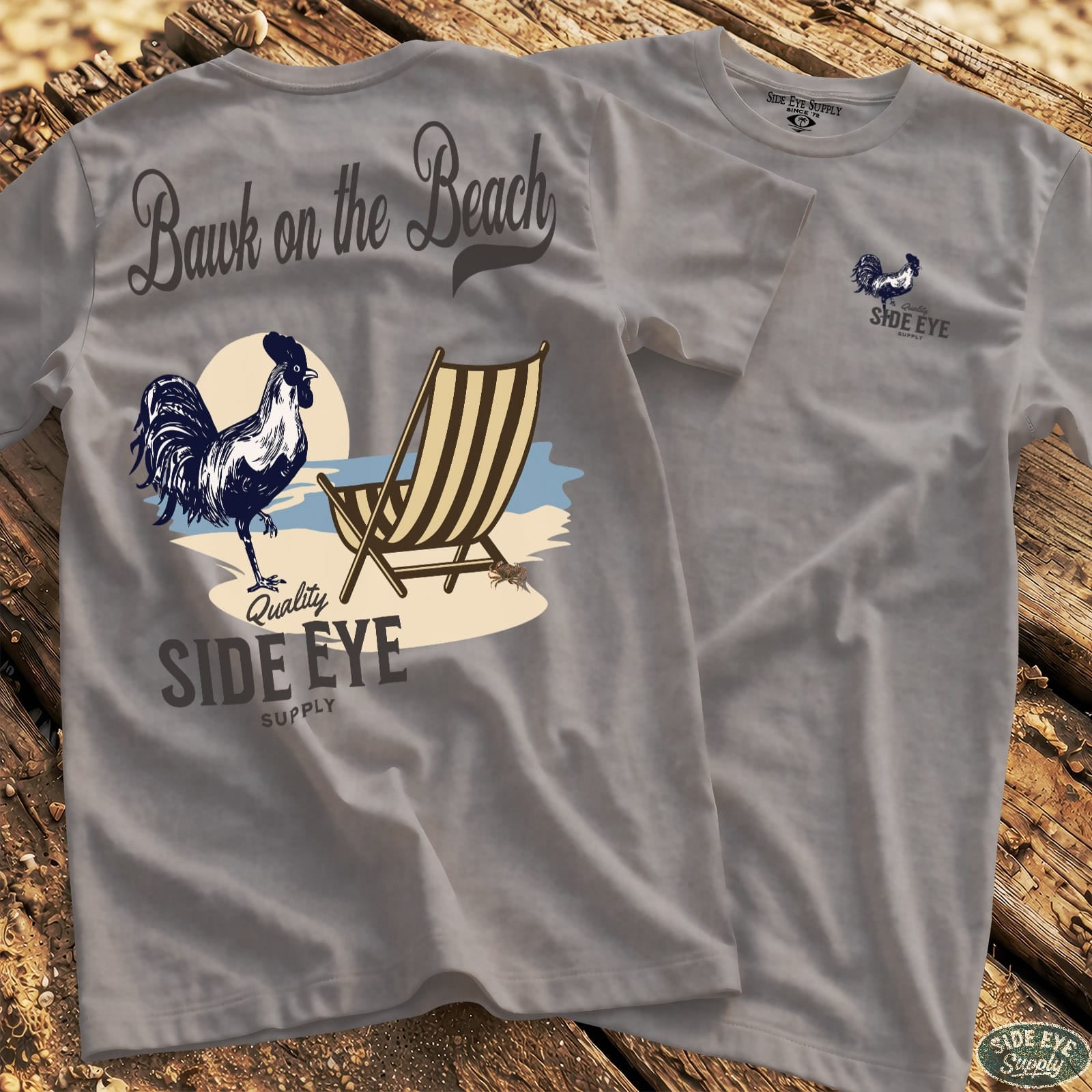 Bawk on the Beach Tee Sport Grey / S - by Side Eye Supply - Surf Beach Life Apparel