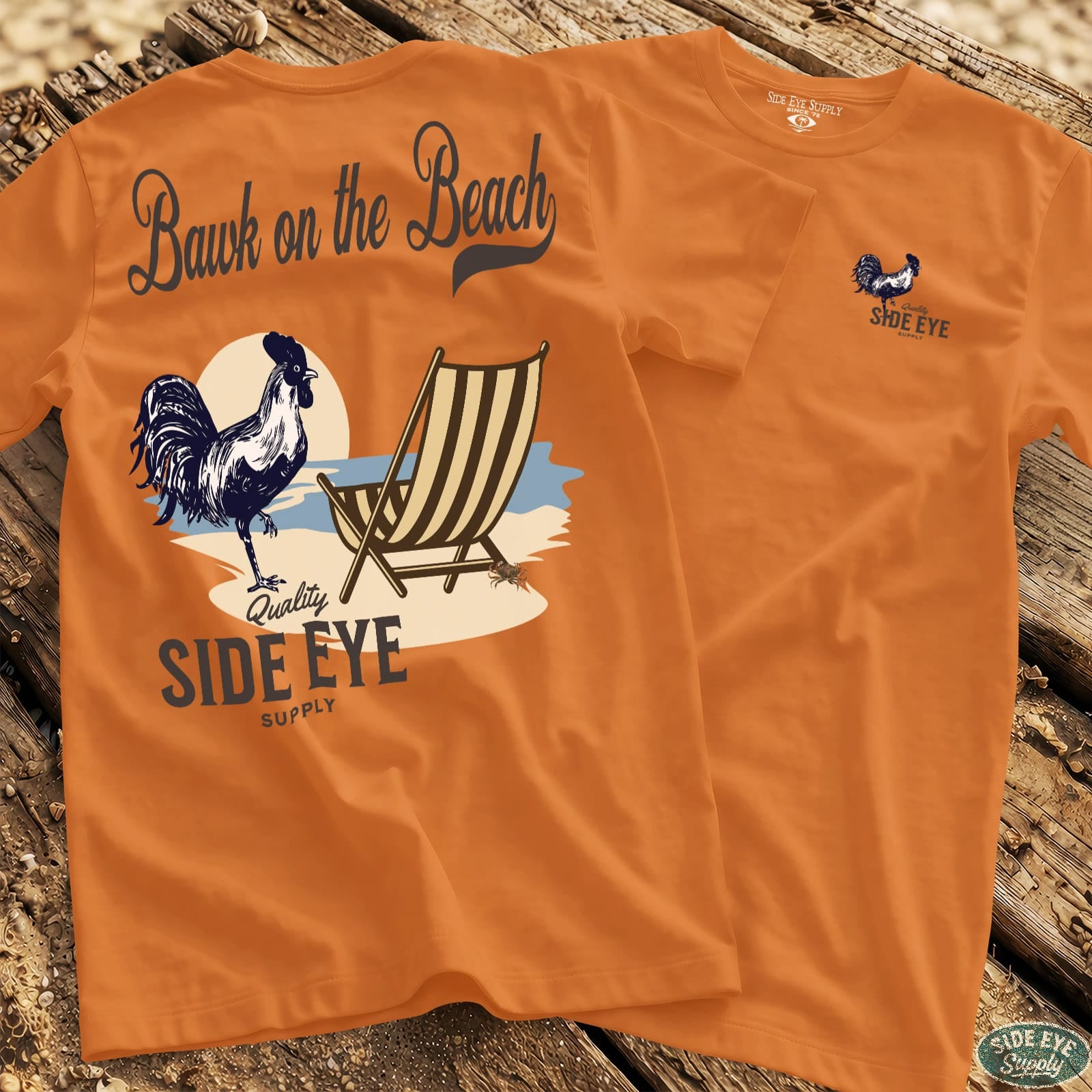 Bawk on the Beach Tee Orange / S - by Side Eye Supply - Surf Beach Life Apparel