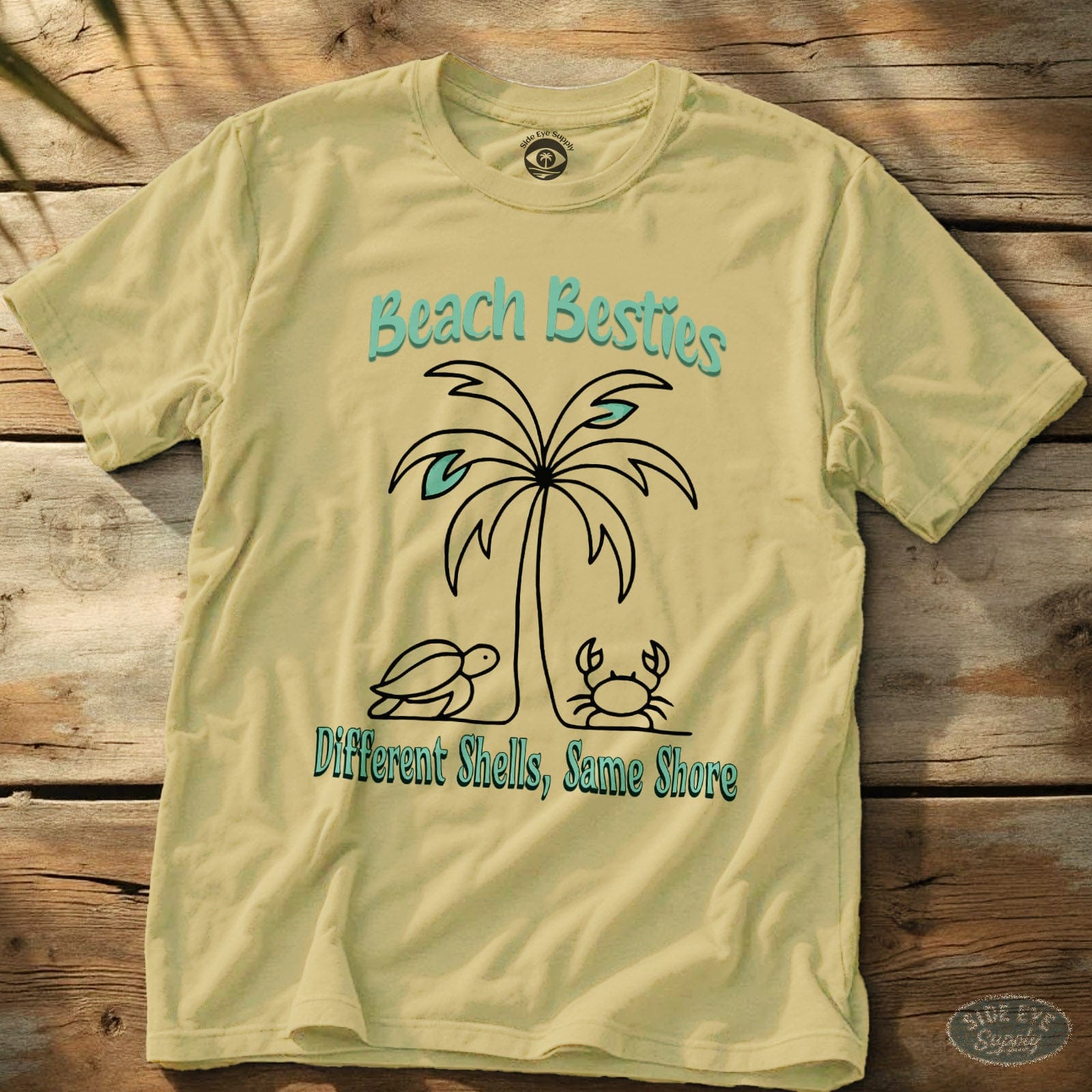 Beach Besties Tee Cornsilk / S - by Side Eye Supply - Surf Beach Life Apparel