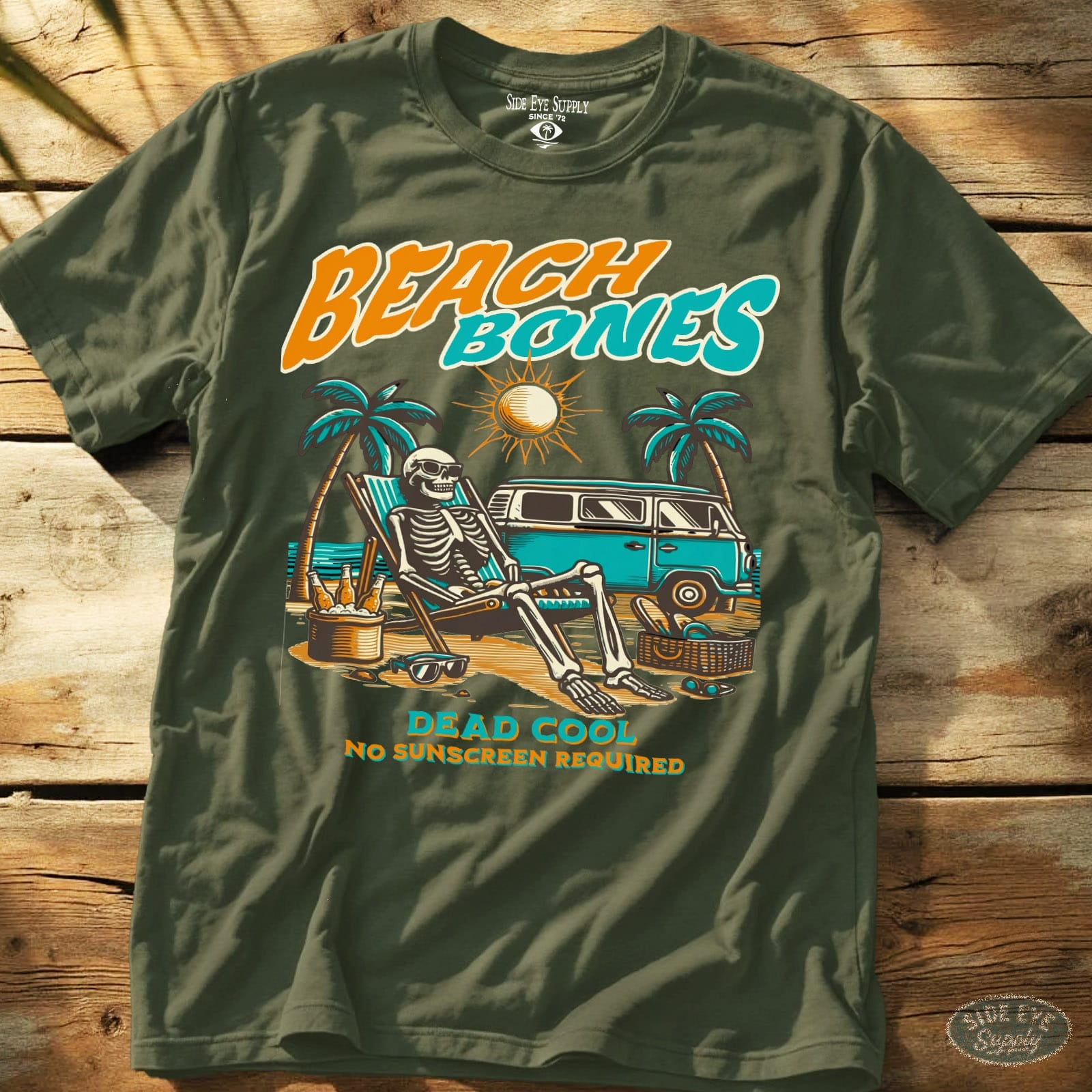 Beach Bones Tee Military Green / S - by Side Eye Supply - Surf Beach Life Apparel