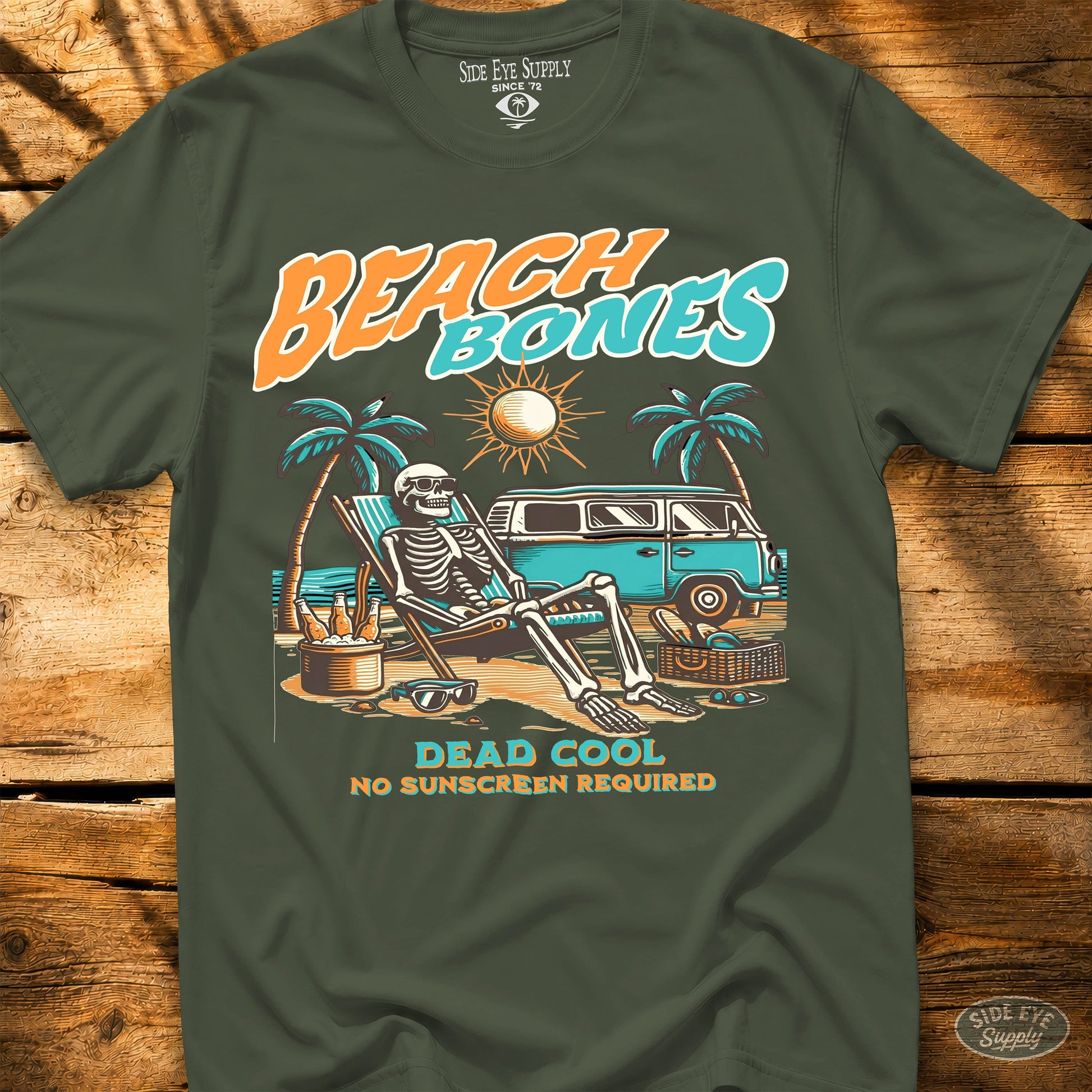 Beach Bones Tee Military Green / S - by Side Eye Supply - Surf Beach Life Apparel