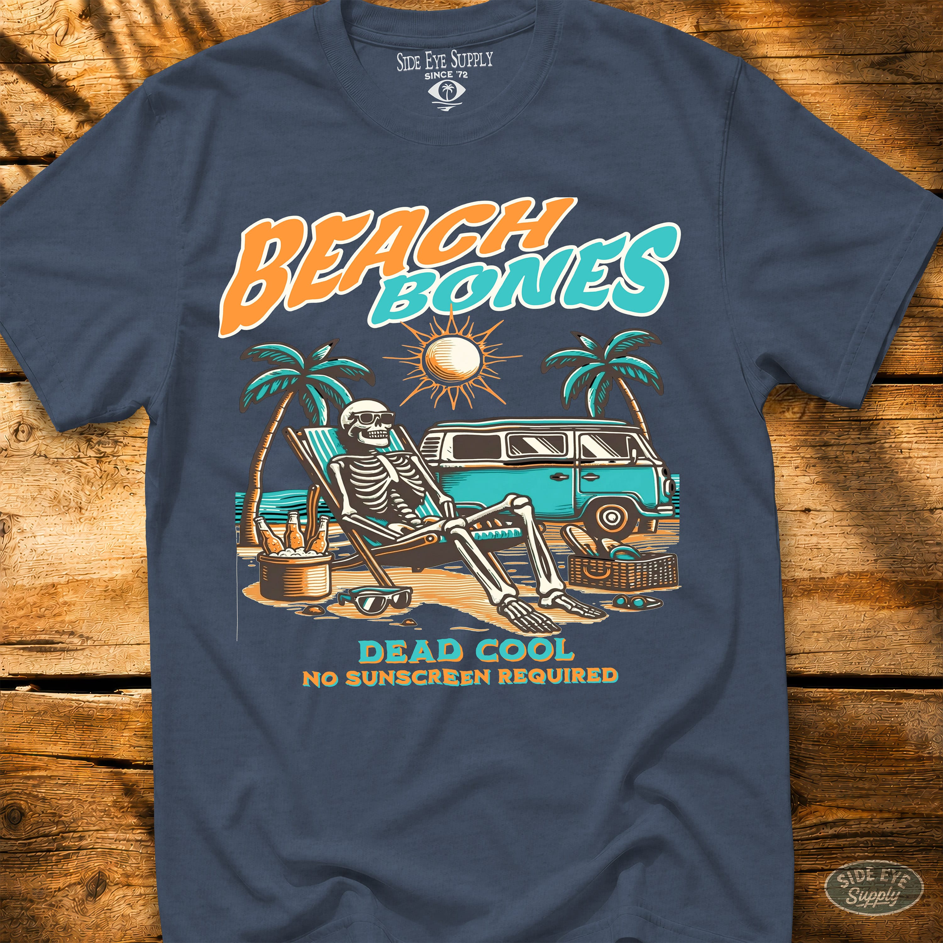 Beach Bones Tee Heather Indigo / S - by Side Eye Supply - Surf Beach Life Apparel