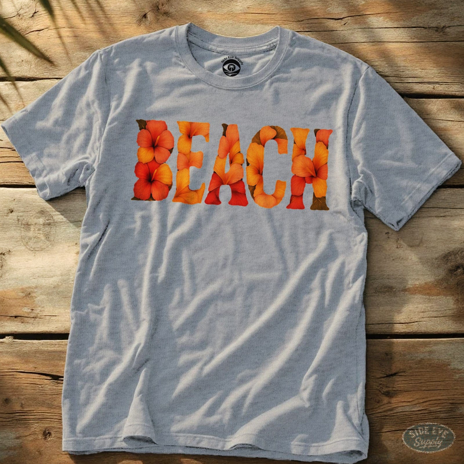 Beach Flower Tee Sport Grey / S - by Side Eye Supply - Surf Beach Life Apparel