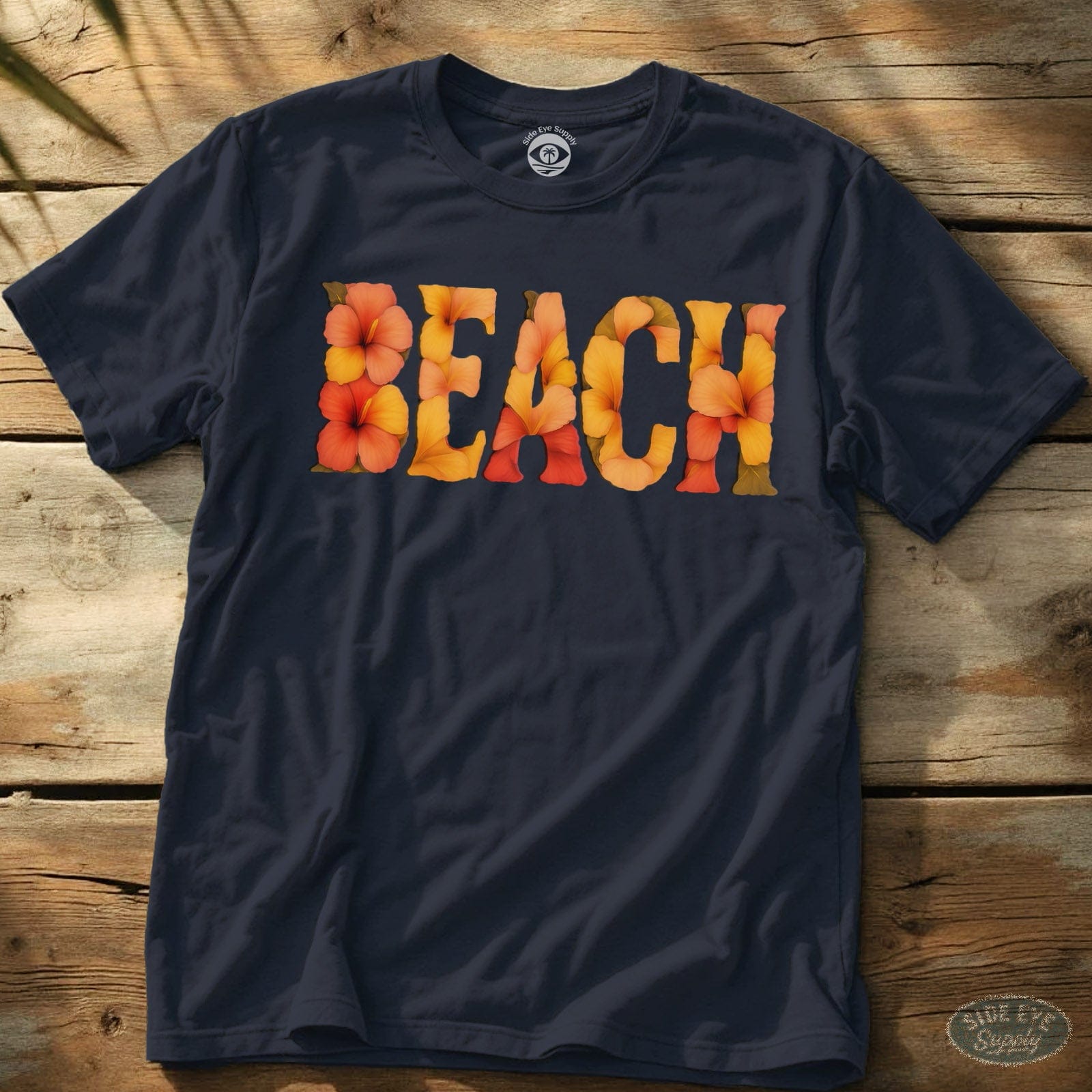 Beach Flower Tee Navy / S - by Side Eye Supply - Surf Beach Life Apparel