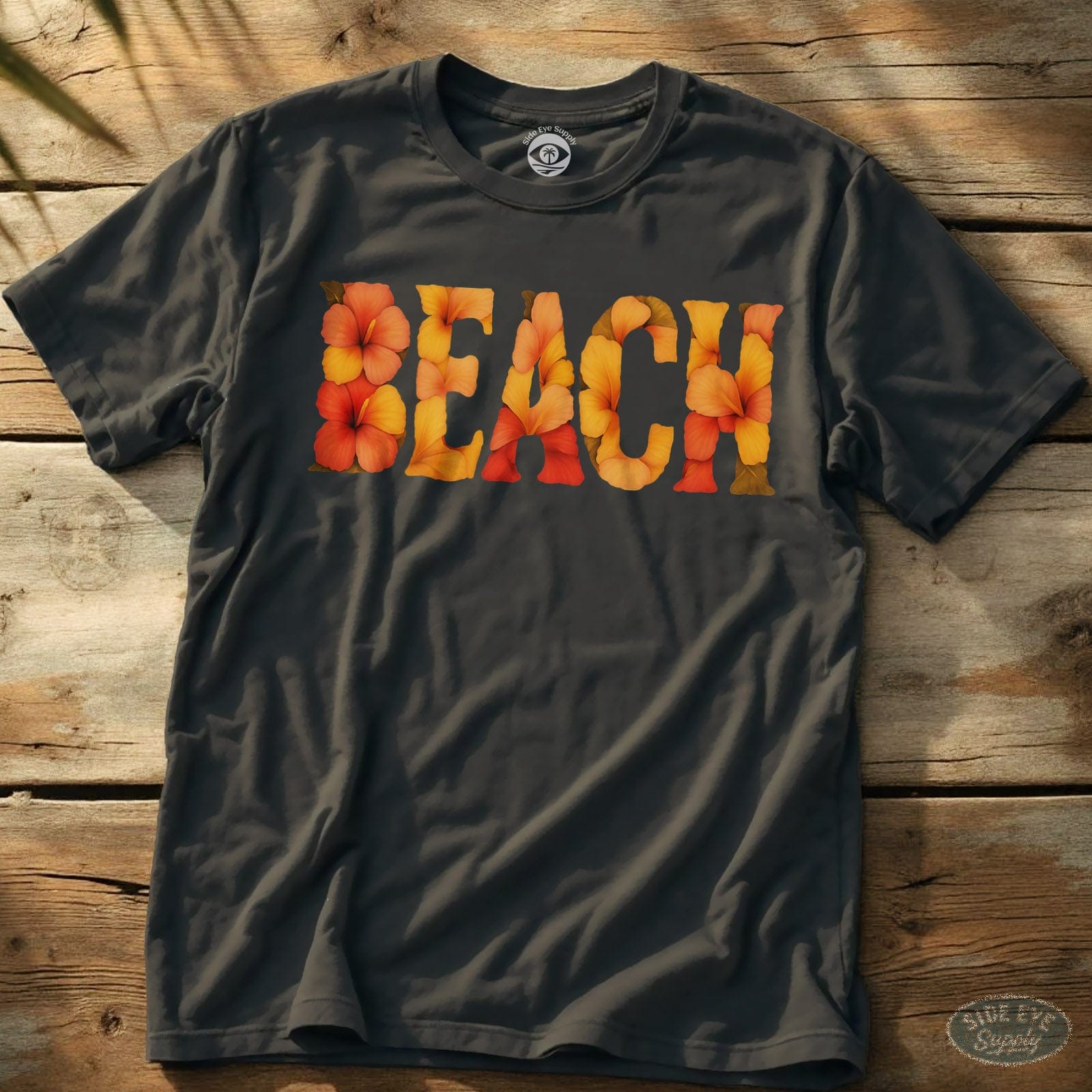 Beach Flower Tee Charcoal / S - by Side Eye Supply - Surf Beach Life Apparel