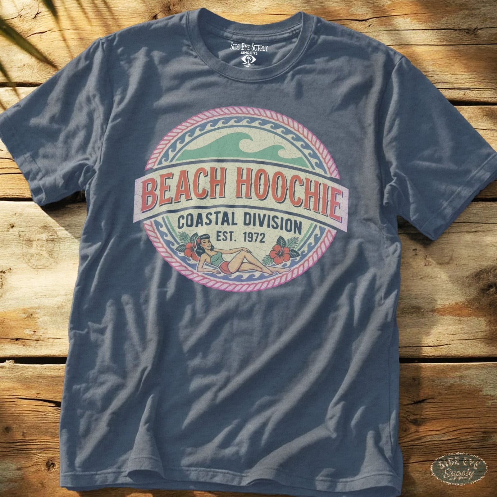 Beach Hoochie Coastal Tee Heather Indigo / S - by Side Eye Supply - Surf Beach Life Apparel