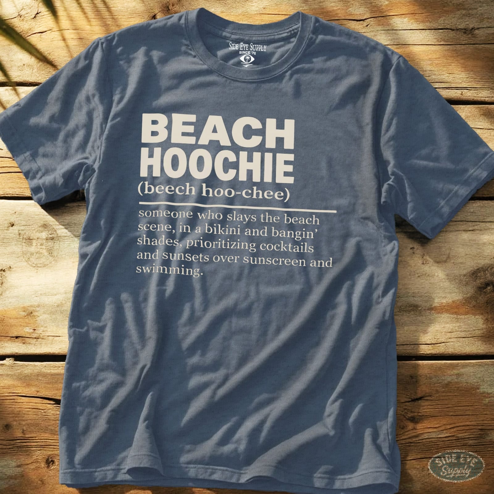 Beach Hoochie Defined Tee Heather Indigo / S - by Side Eye Supply - Surf Beach Life Apparel