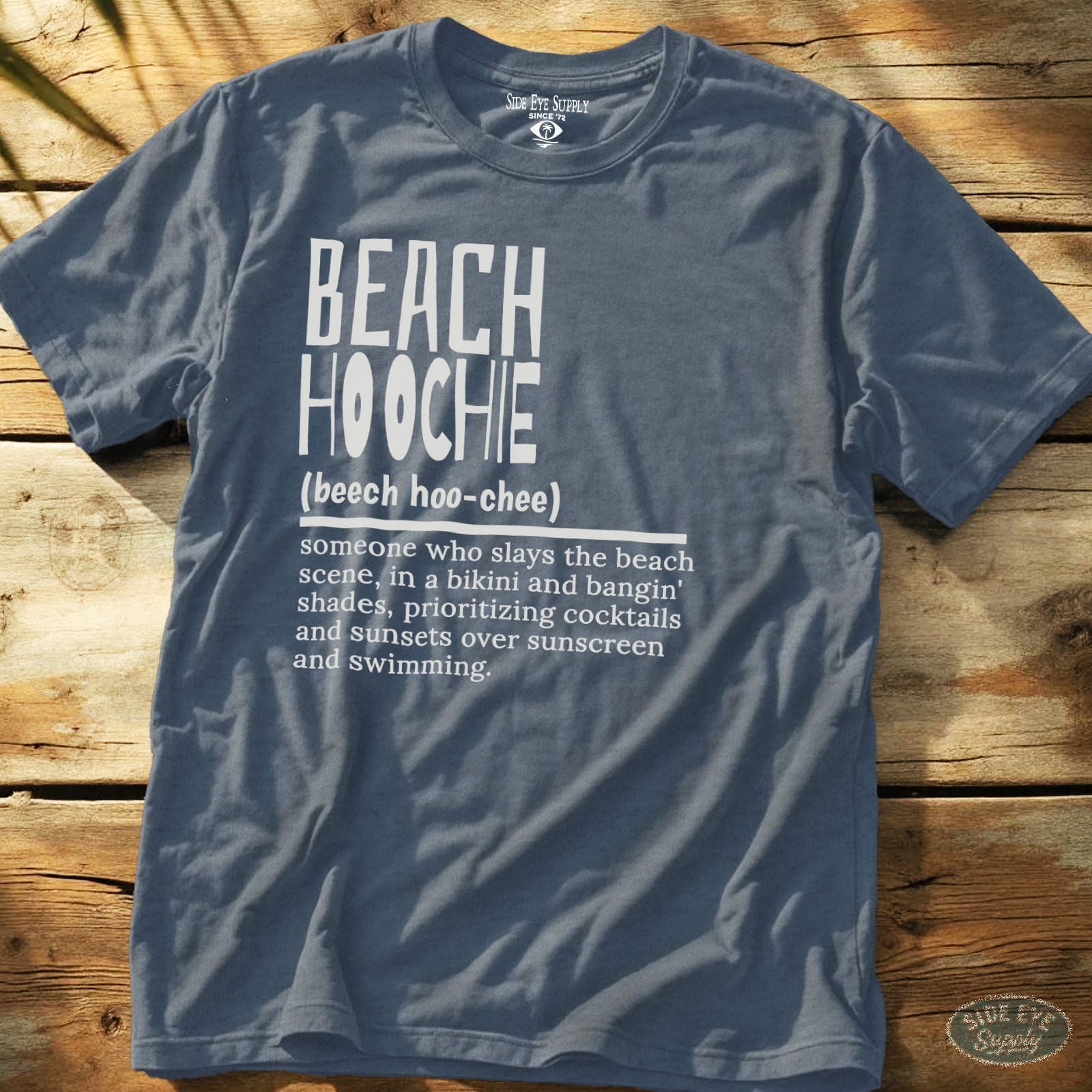 Beach Hoochie Defined Tee Heather Indigo / S - by Side Eye Supply - Surf Beach Life Apparel