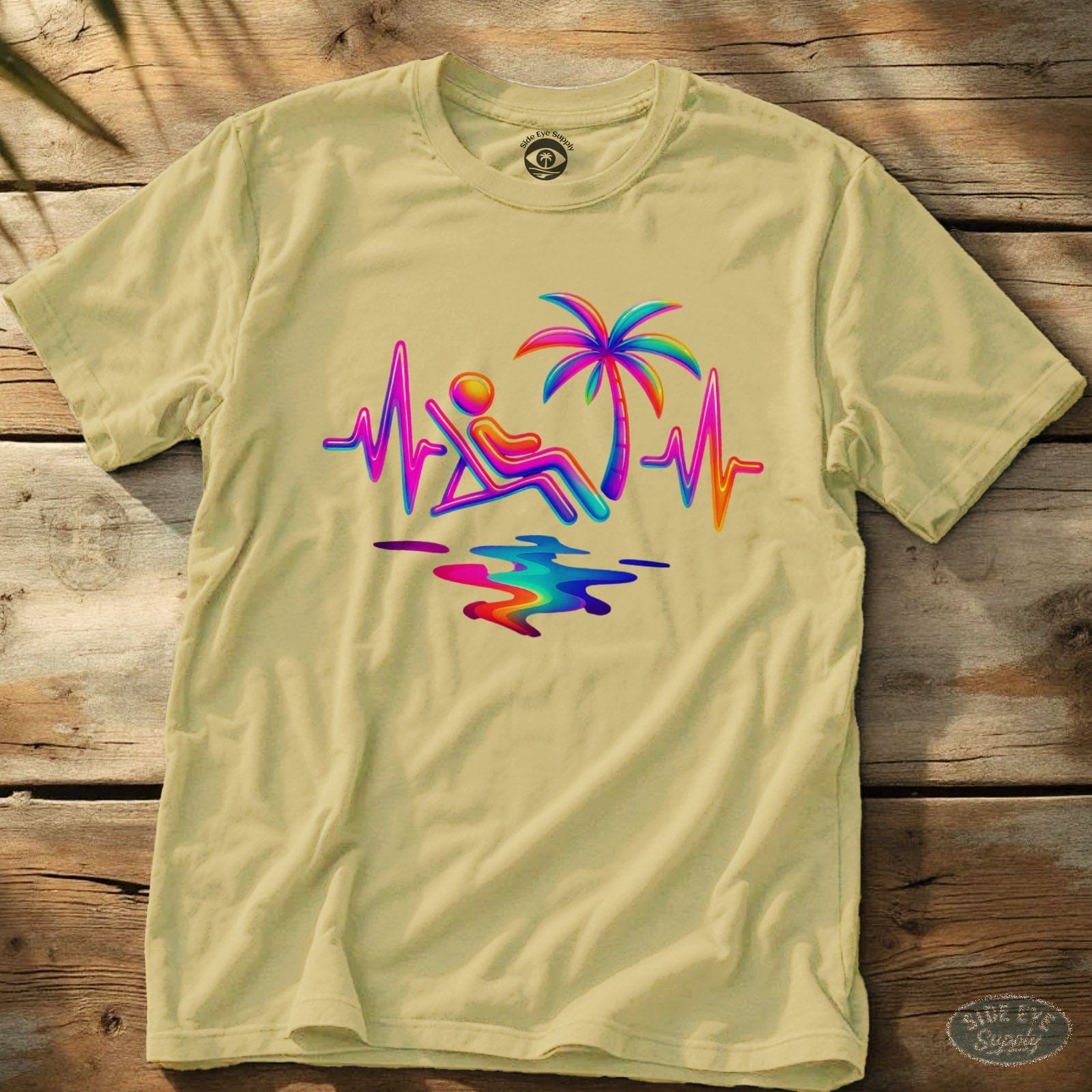 Beach Life Line Tee Cornsilk / S - by Side Eye Supply - Surf Beach Life Apparel