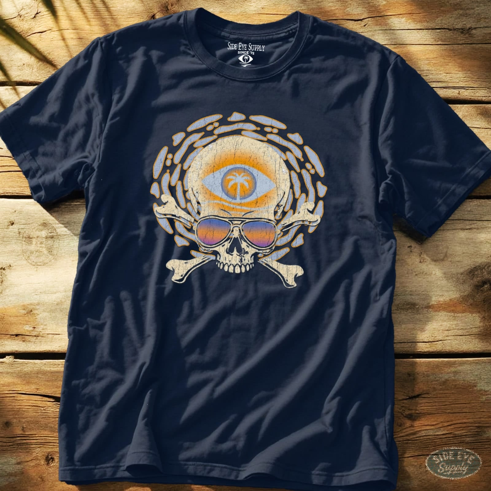 Beach Skull Tee Navy / S - by Side Eye Supply - Surf Beach Life Apparel