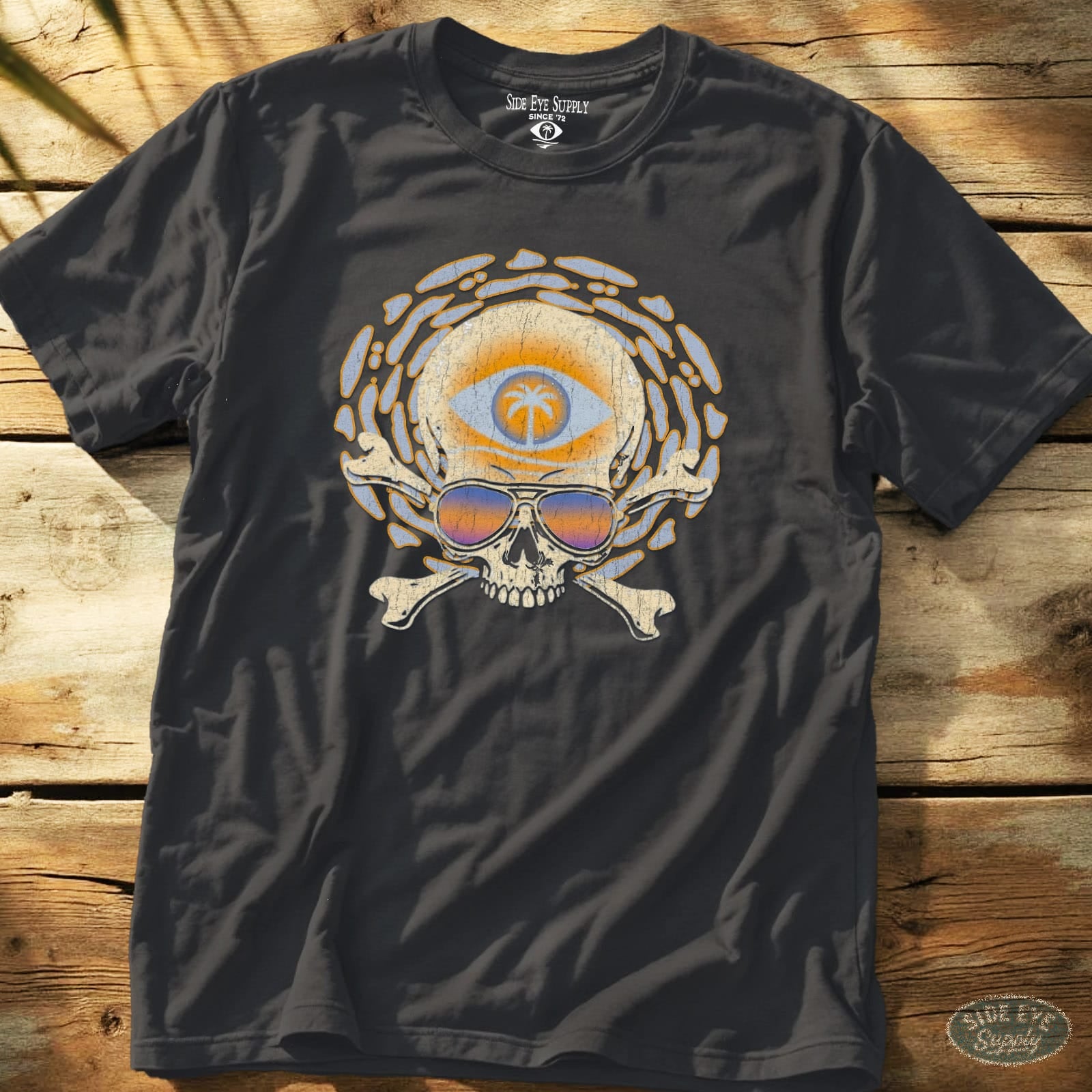Beach Skull Tee Charcoal / S - by Side Eye Supply - Surf Beach Life Apparel