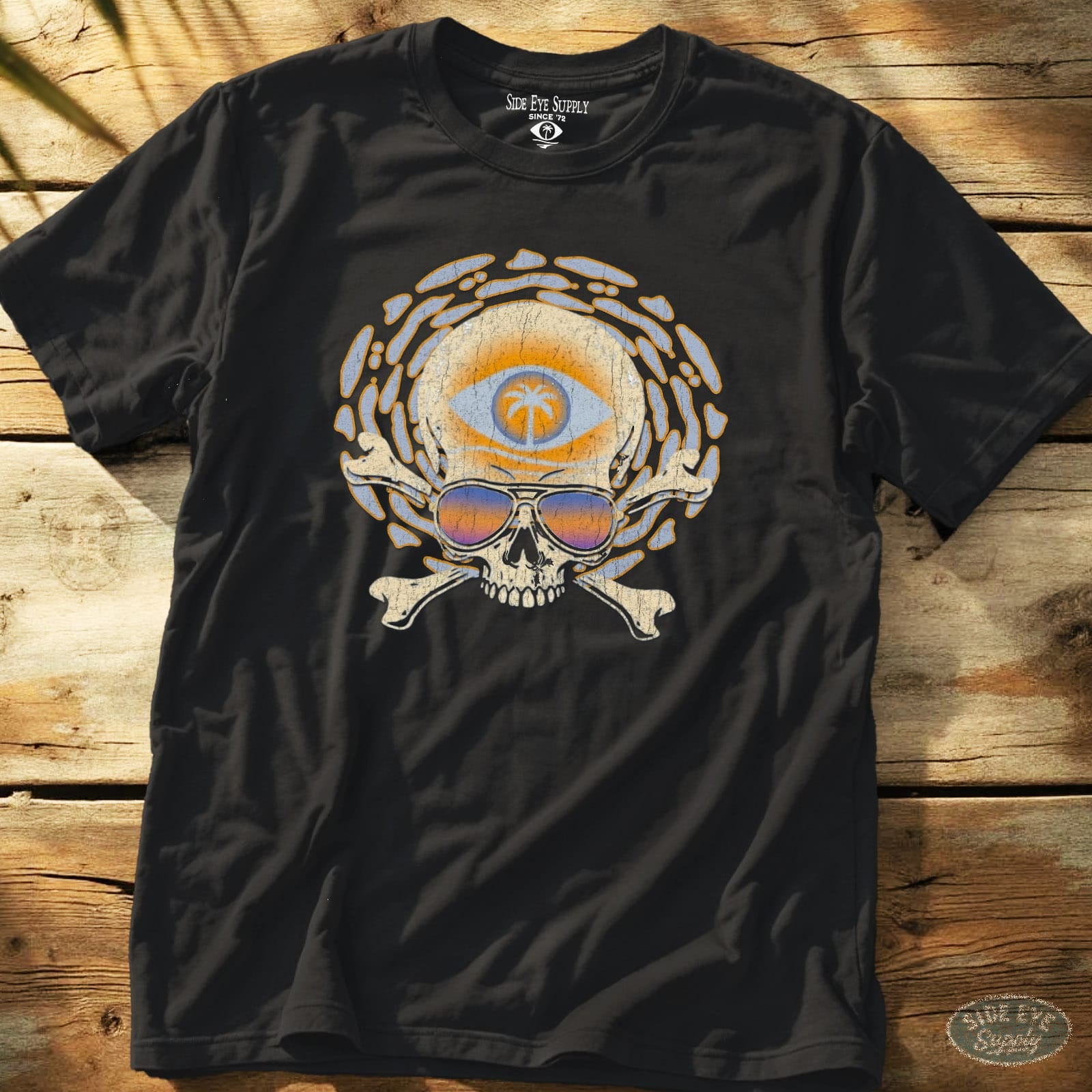 Beach Skull Tee Black / S - by Side Eye Supply - Surf Beach Life Apparel