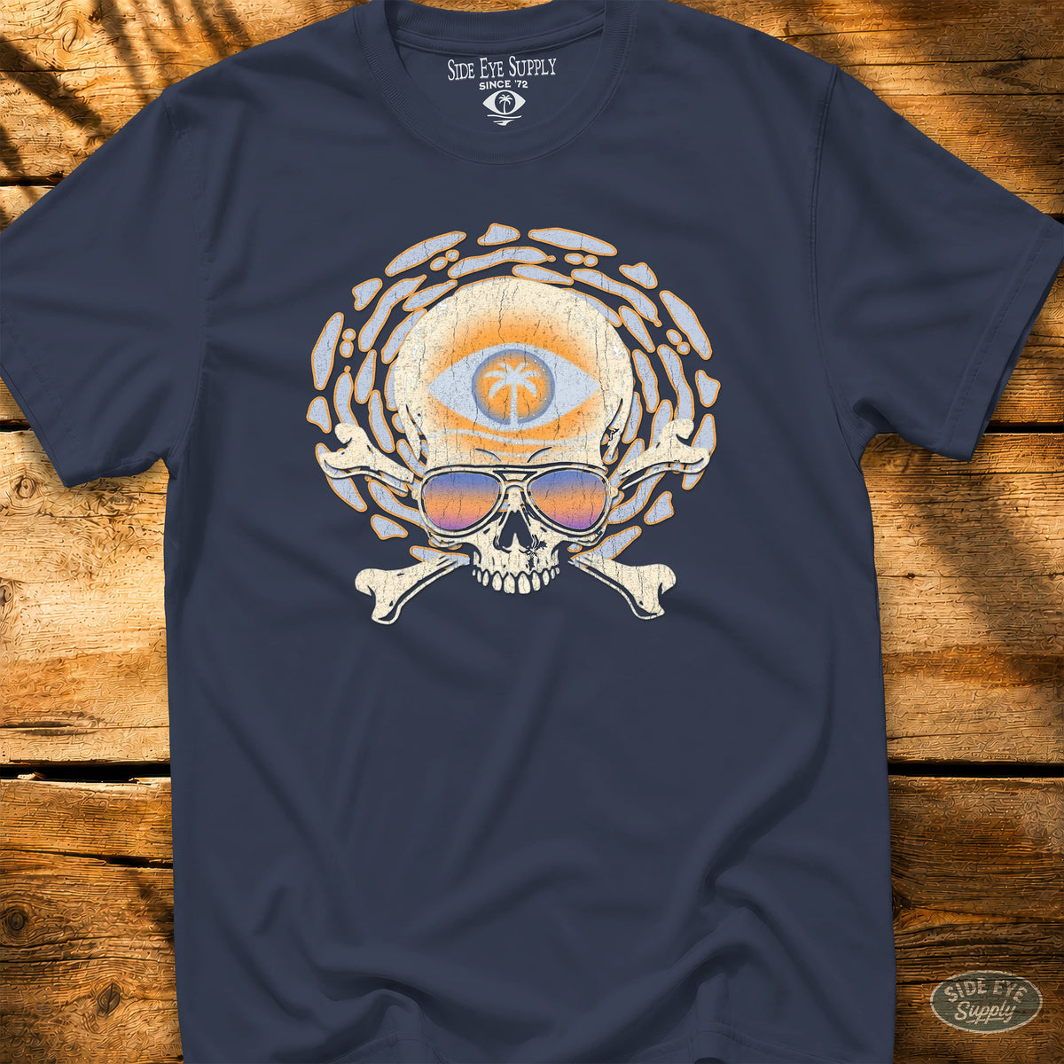 Beach Skull Tee Navy / S - by Side Eye Supply - Surf Beach Life Apparel