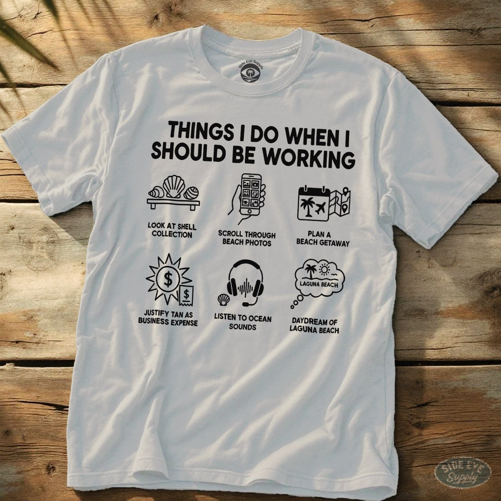 Beach vs Work Tee White / S - by Side Eye Supply - Surf Beach Life Apparel